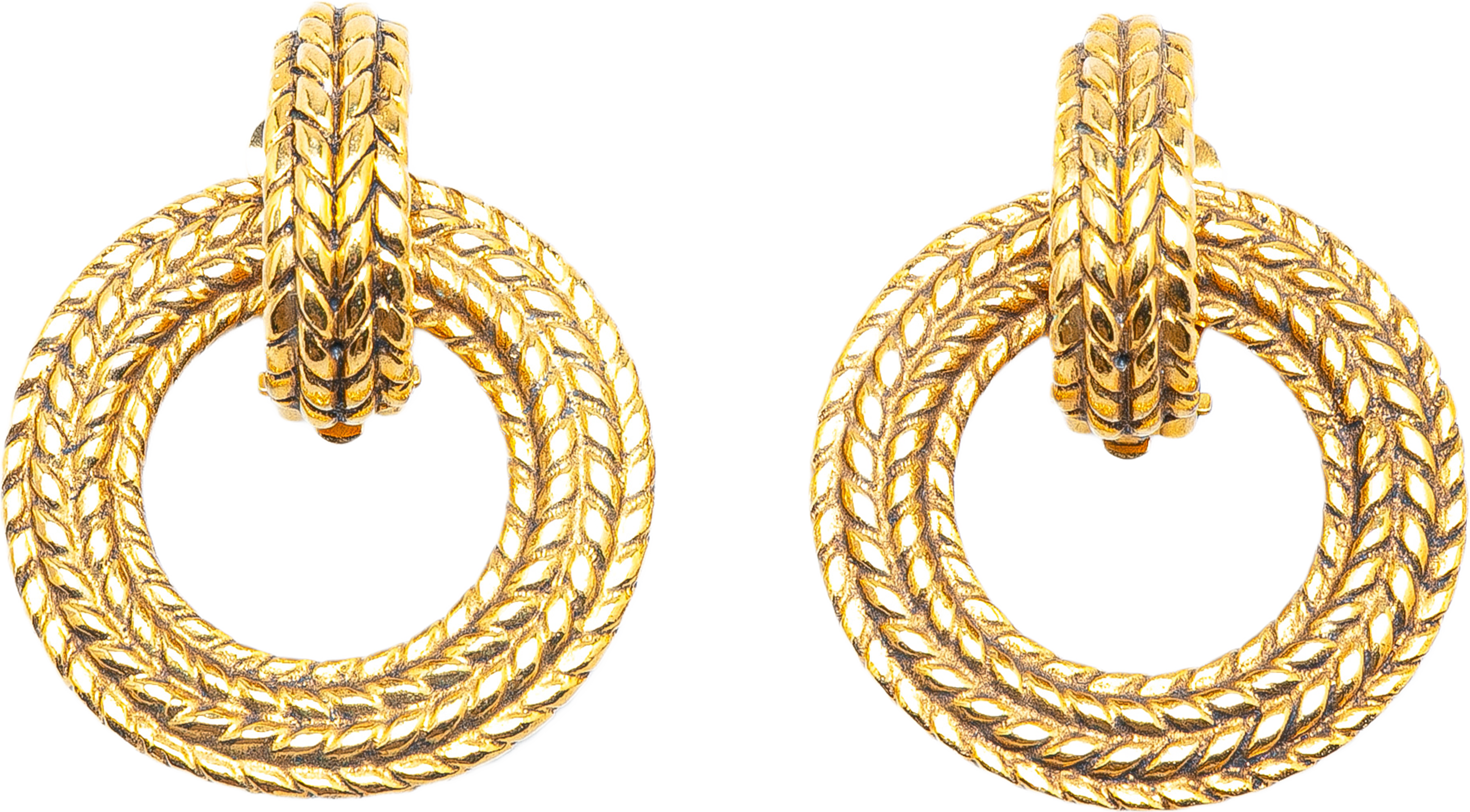Chanel Gold Plated Round Clip On Earrings