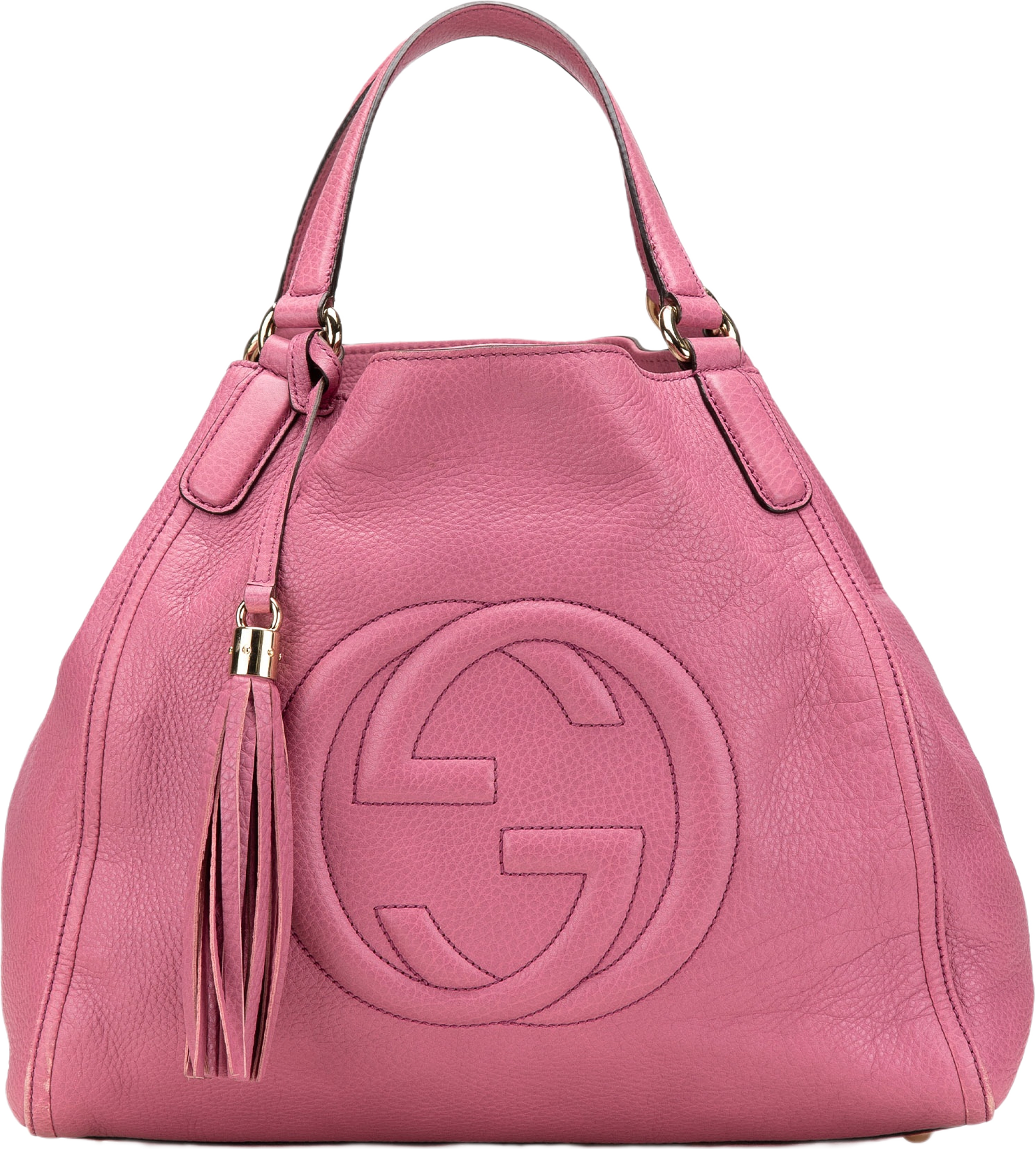 Gucci Medium Leather Soho Cellarius Tote, från Luxclusif, i färgen pink. Klicka för att öppna bilden i stort format