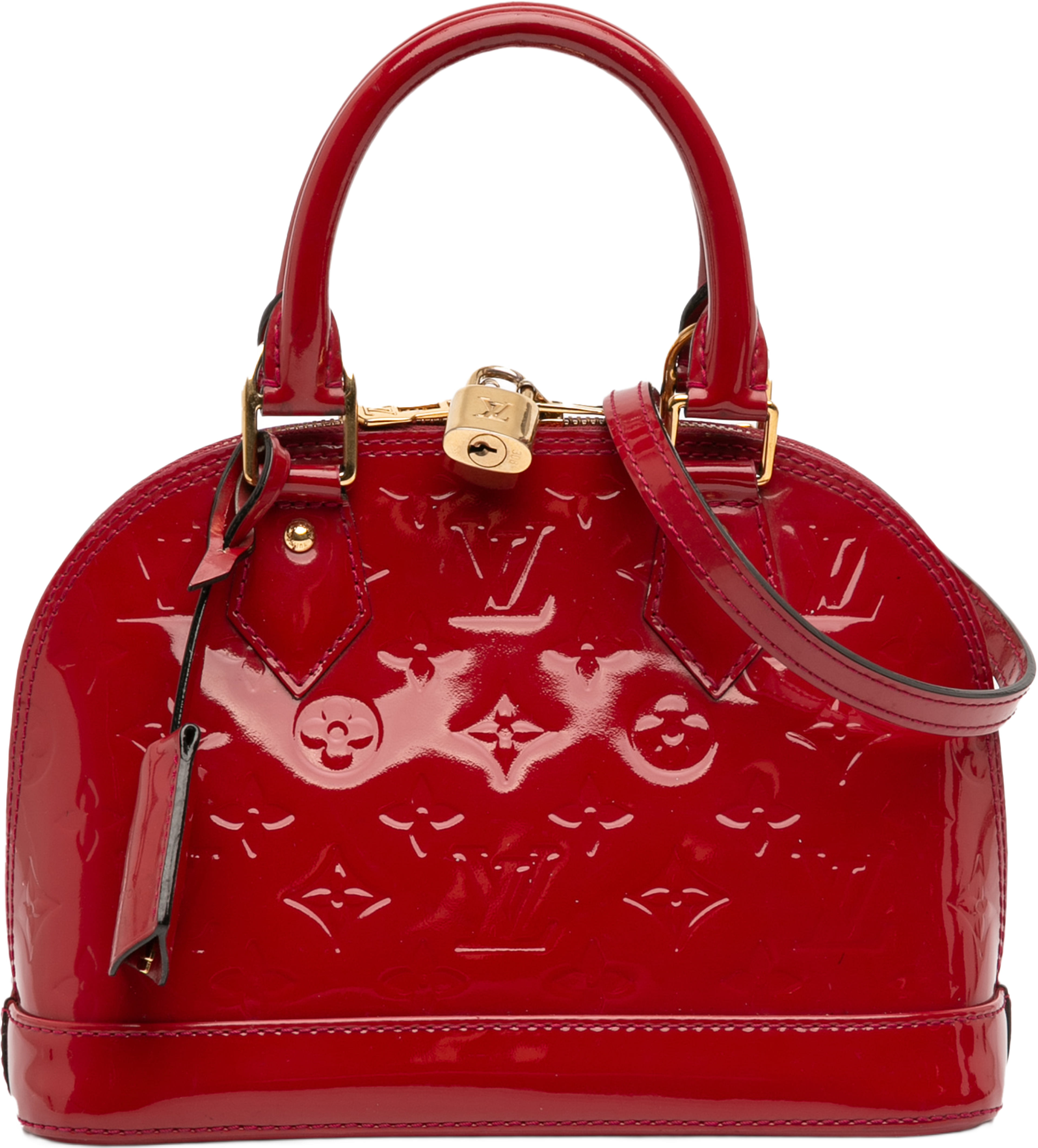 Louis Vuitton Monogram Vernis Alma Bb, från Luxclusif, i färgen red. Klicka för att öppna bilden i stort format