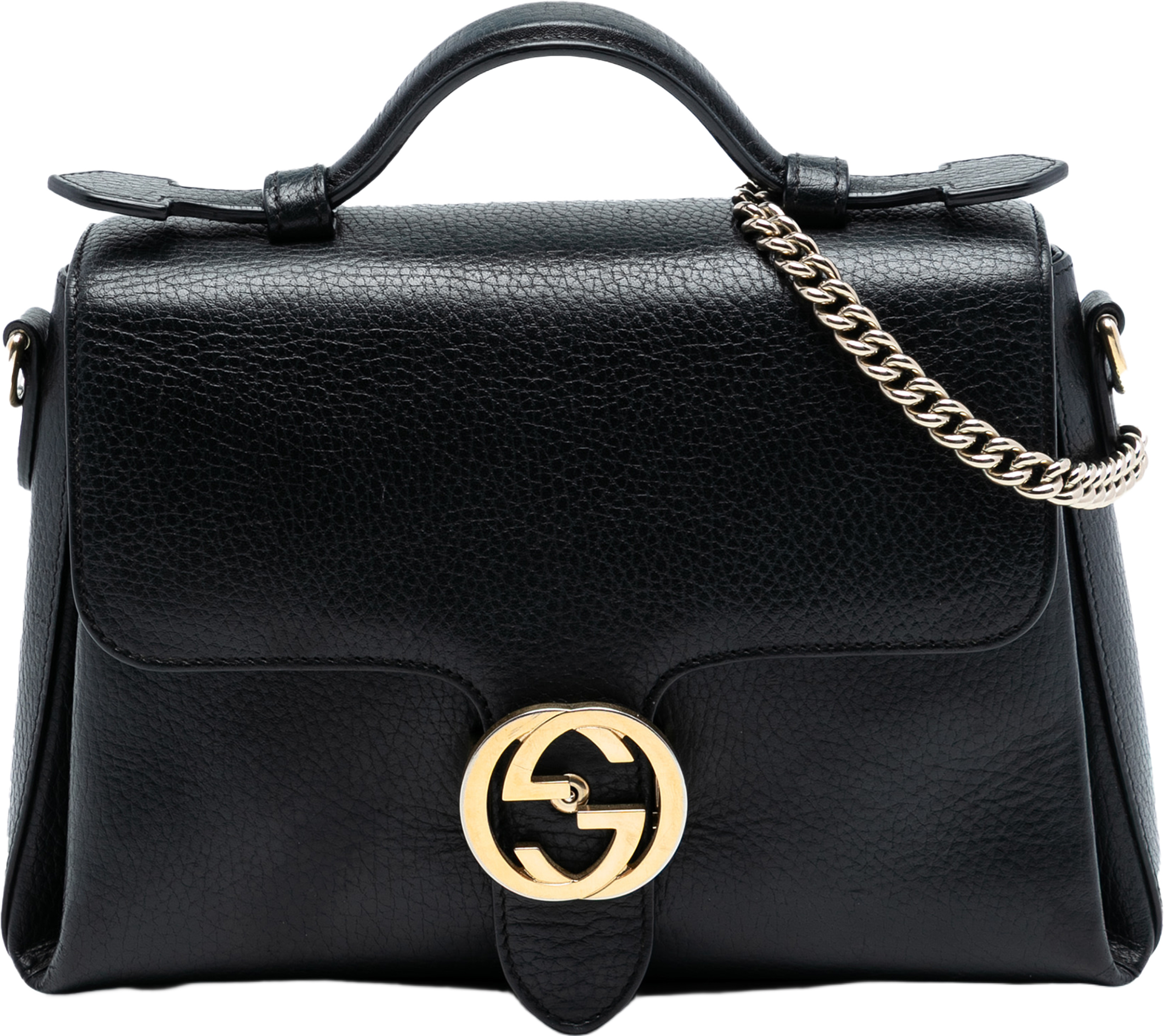 Gucci Small Dollar Calf Interlocking G Satchel, från Luxclusif, i färgen black. Klicka för att öppna bilden i stort format