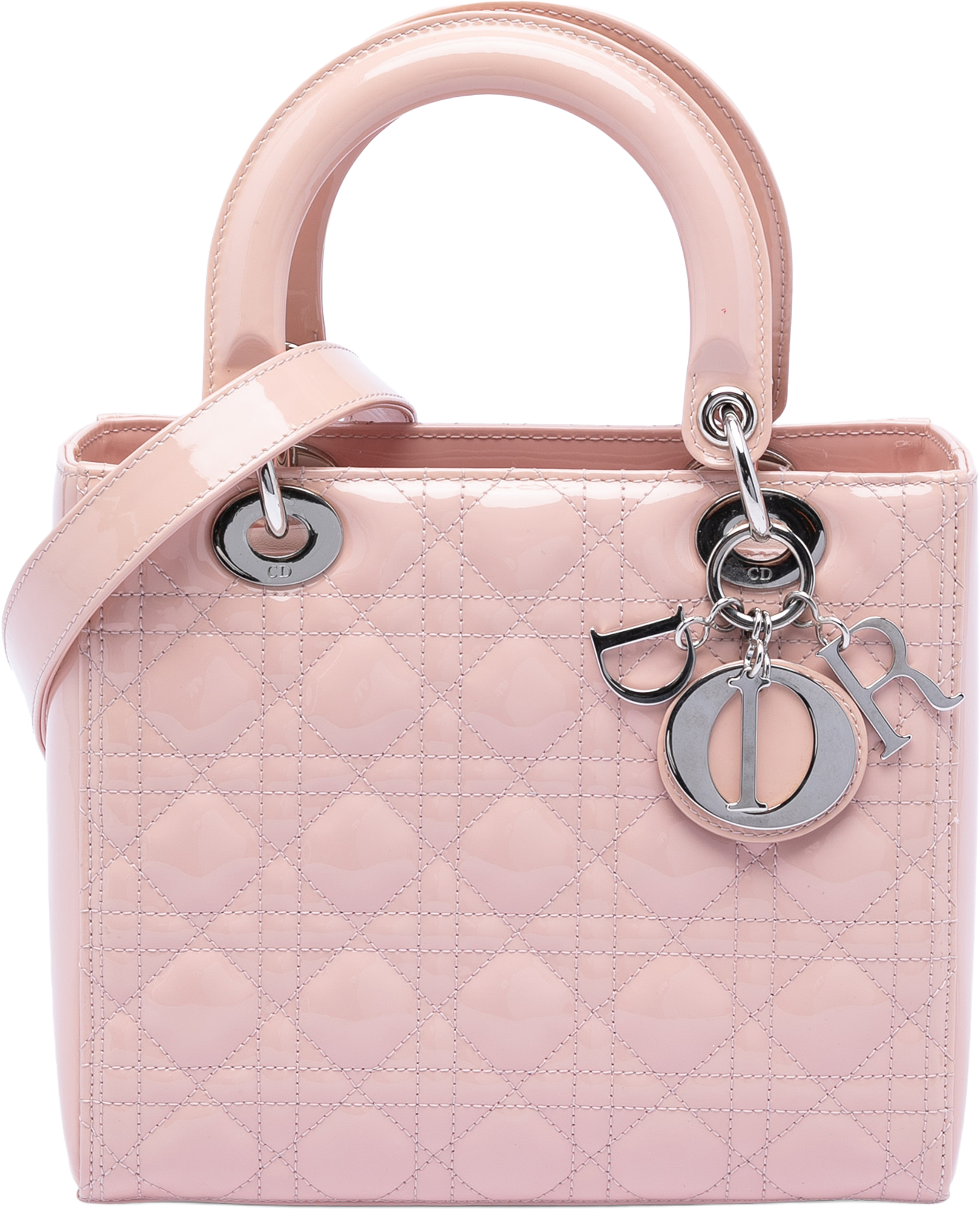 Dior Medium Patent Cannage Lady Dior, från Luxclusif, i färgen light pink. Klicka för att öppna bilden i stort format