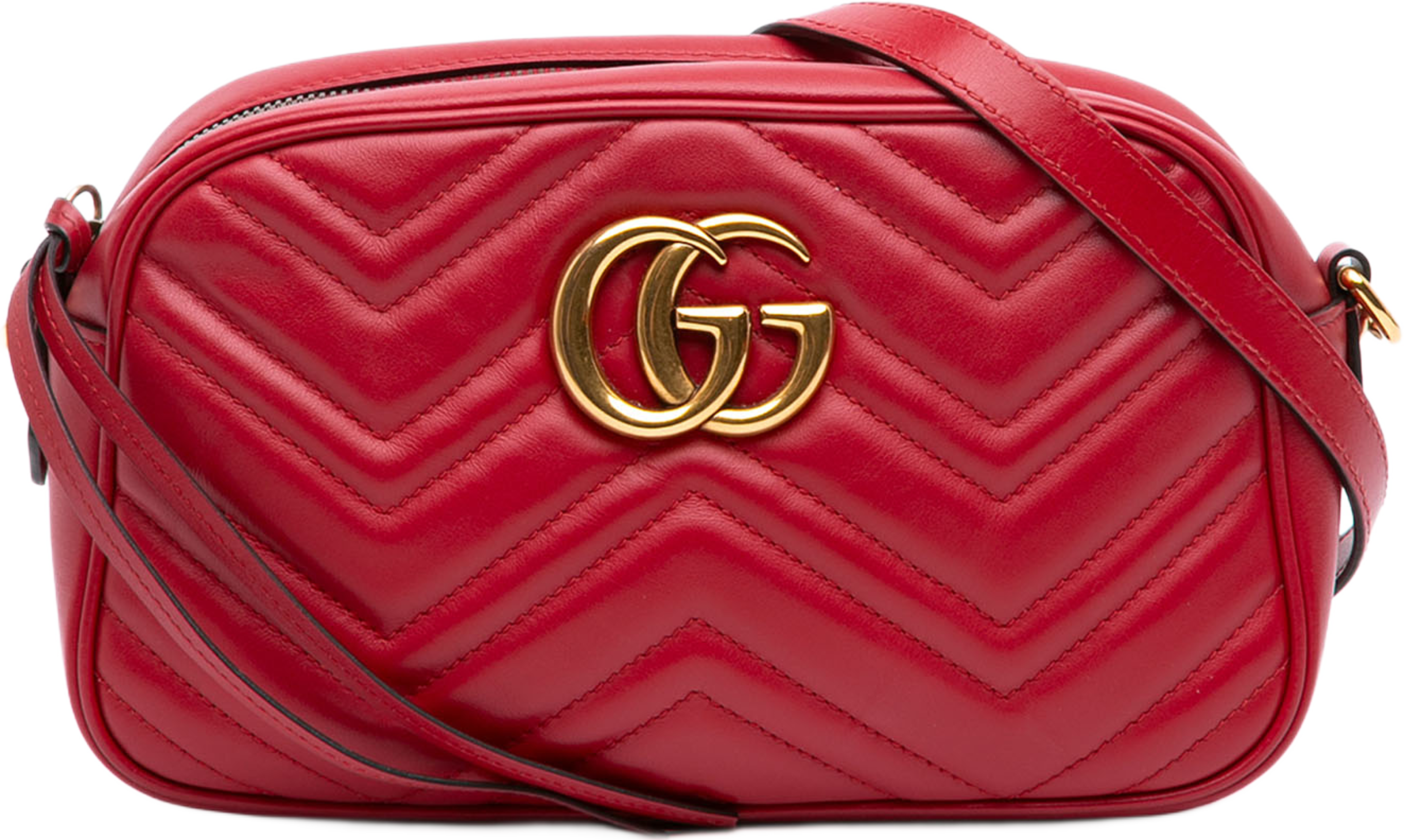 Gucci Small Gg Marmont Matelasse Leather Crossbody, från Luxclusif, i färgen röd. Klicka för att öppna bilden i stort format
