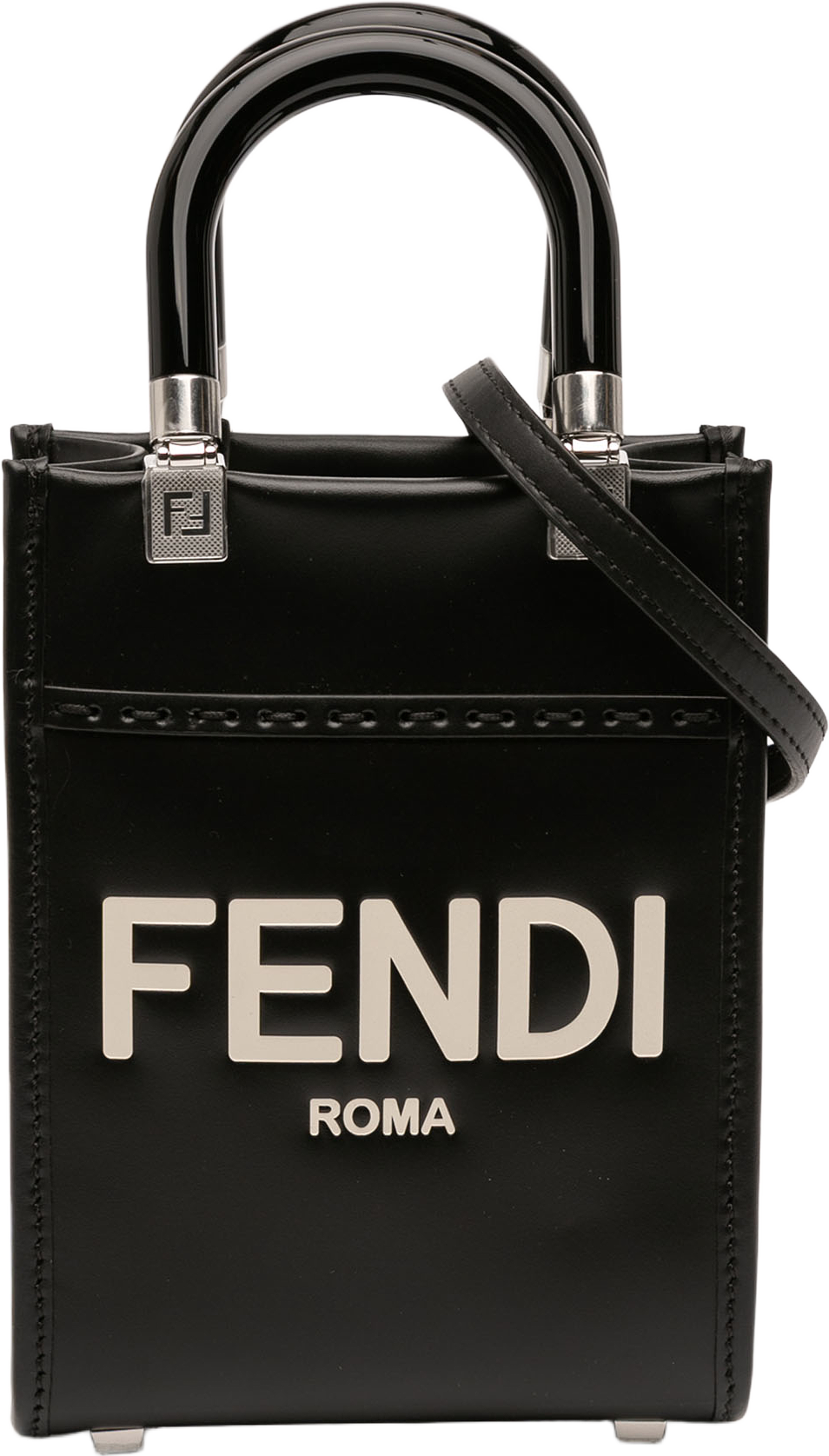 Fendi Mini Leather Sunshine Shopper Tote, från Luxclusif, i färgen black. Klicka för att öppna bilden i stort format