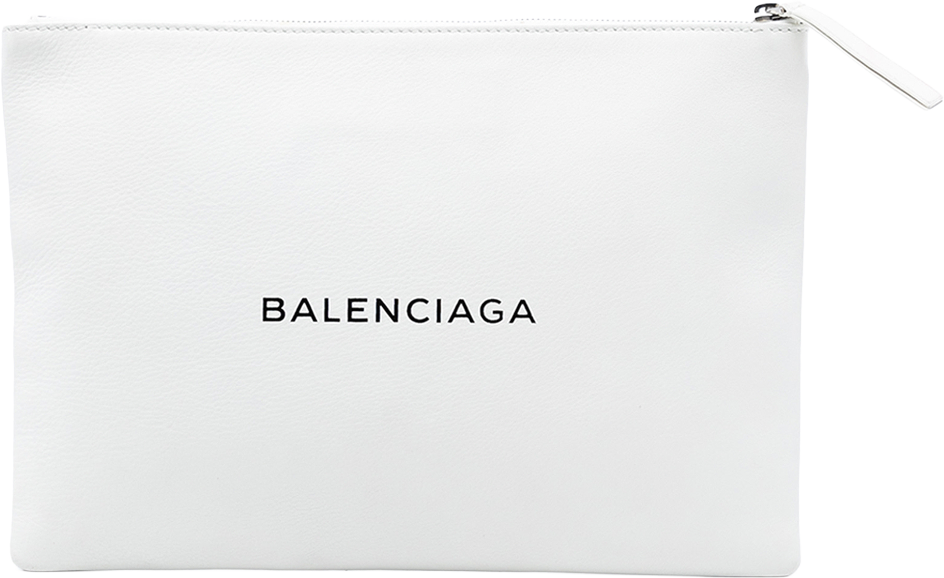 Balenciaga Leather Everyday Clutch, från Luxclusif, i färgen white. Klicka för att öppna bilden i stort format
