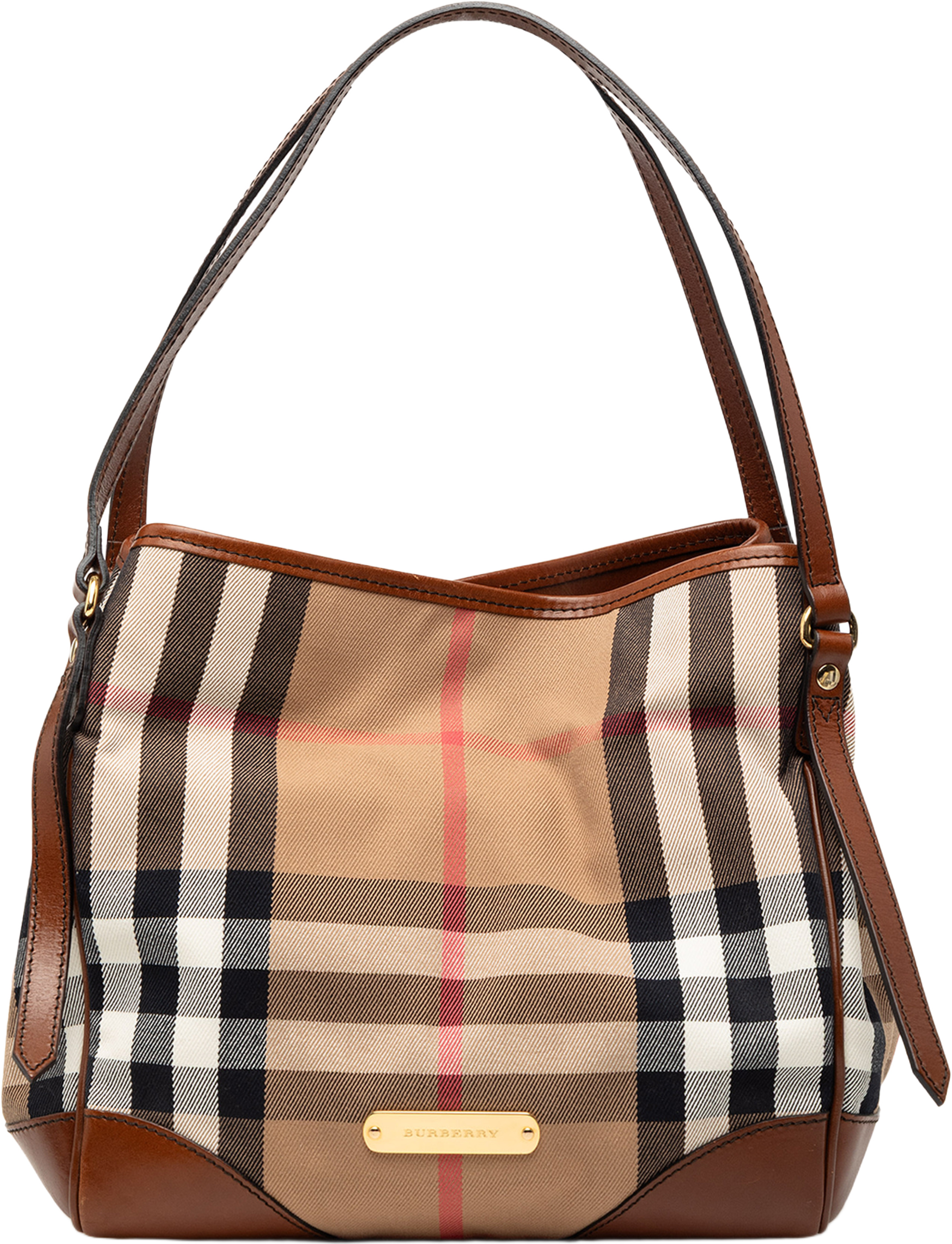 Burberry House Check Canvas Canterbury Tote, från Luxclusif, i färgen light brown. Klicka för att öppna bilden i stort format