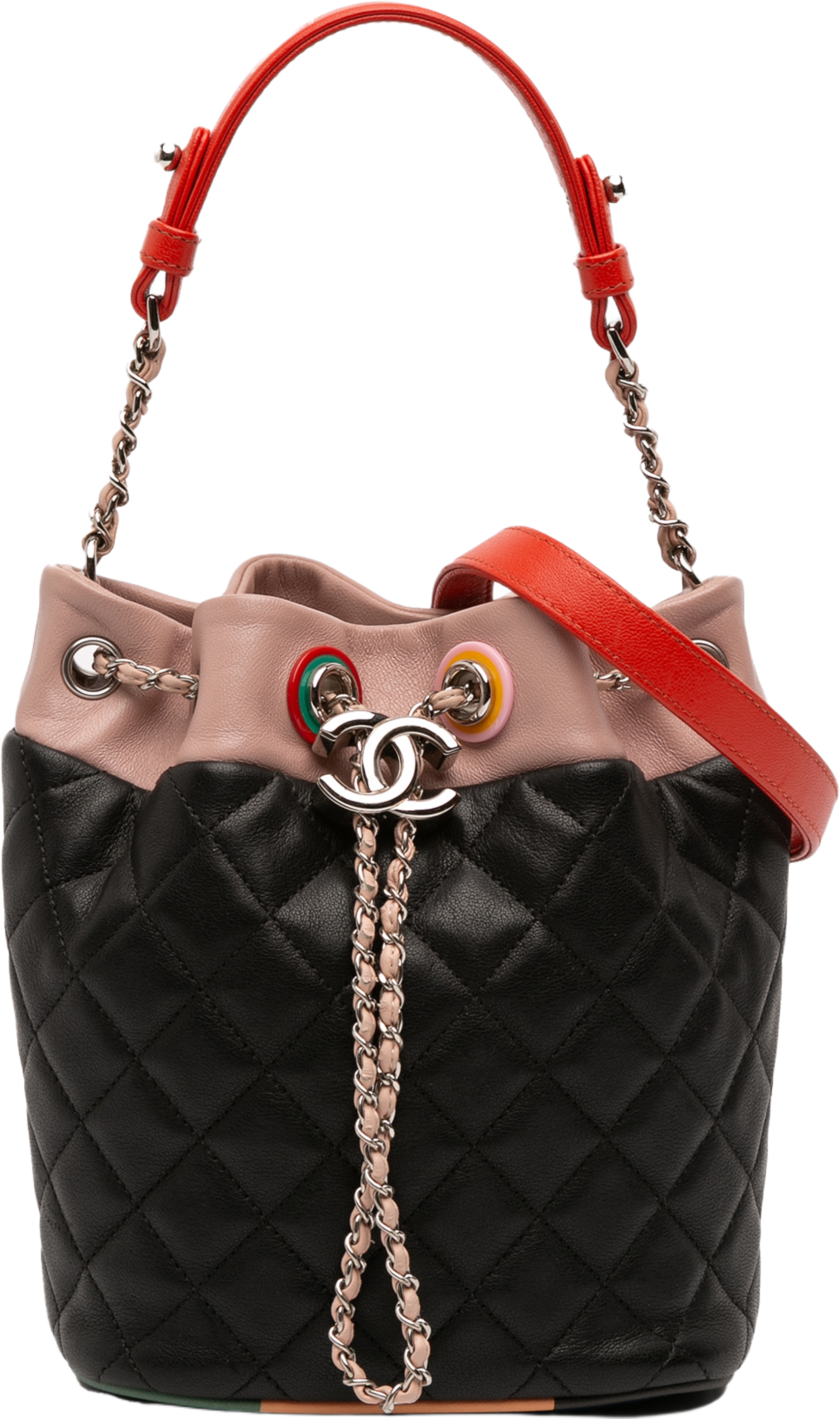 Chanel Cc Quilted Lambskin Cuba Drawstring Bucket Bag, från Luxclusif, i färgen navy. Klicka för att öppna bilden i stort format