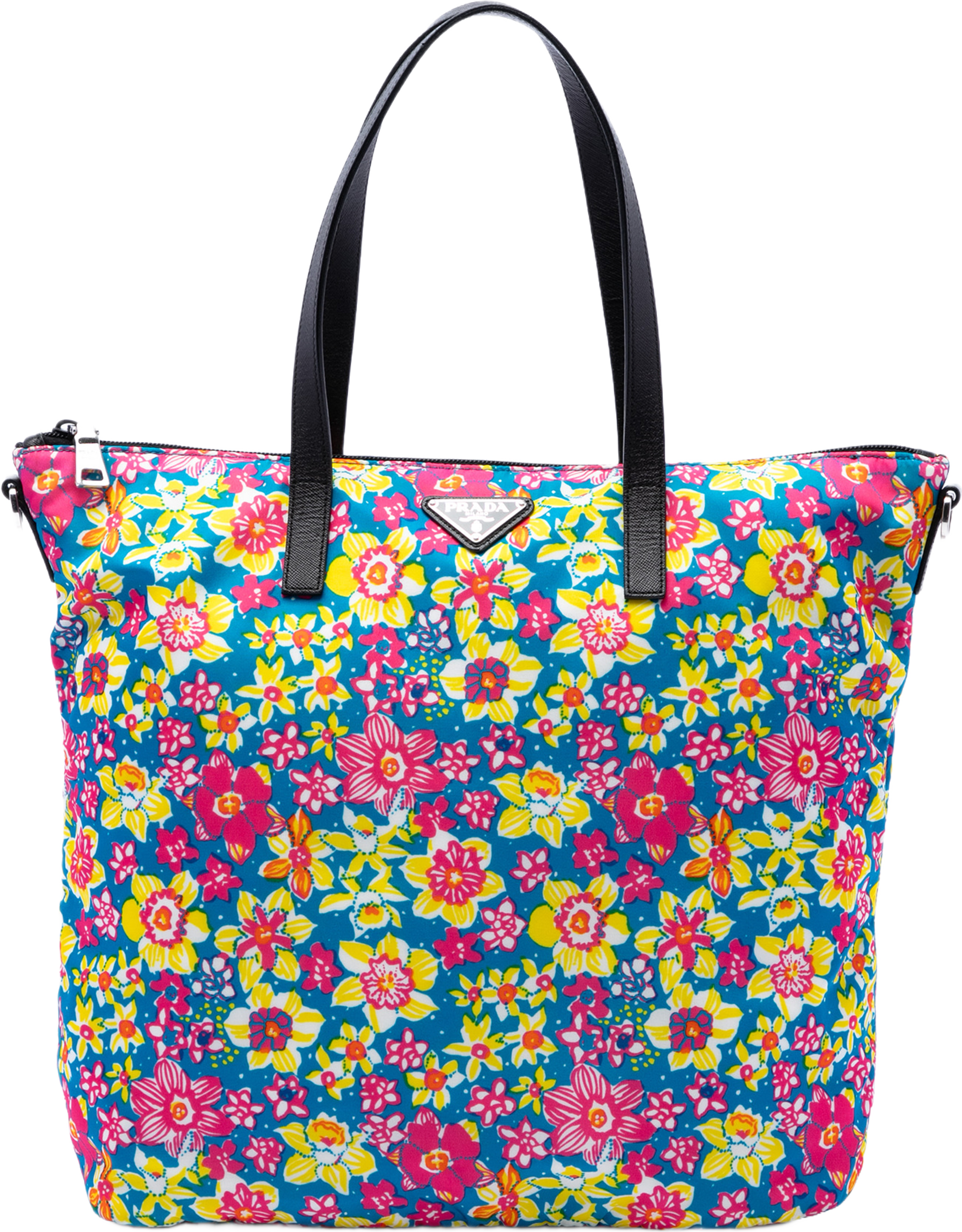 Prada Tessuto Stampato Satchel, från Luxclusif, i färgen blå. Klicka för att öppna bilden i stort format