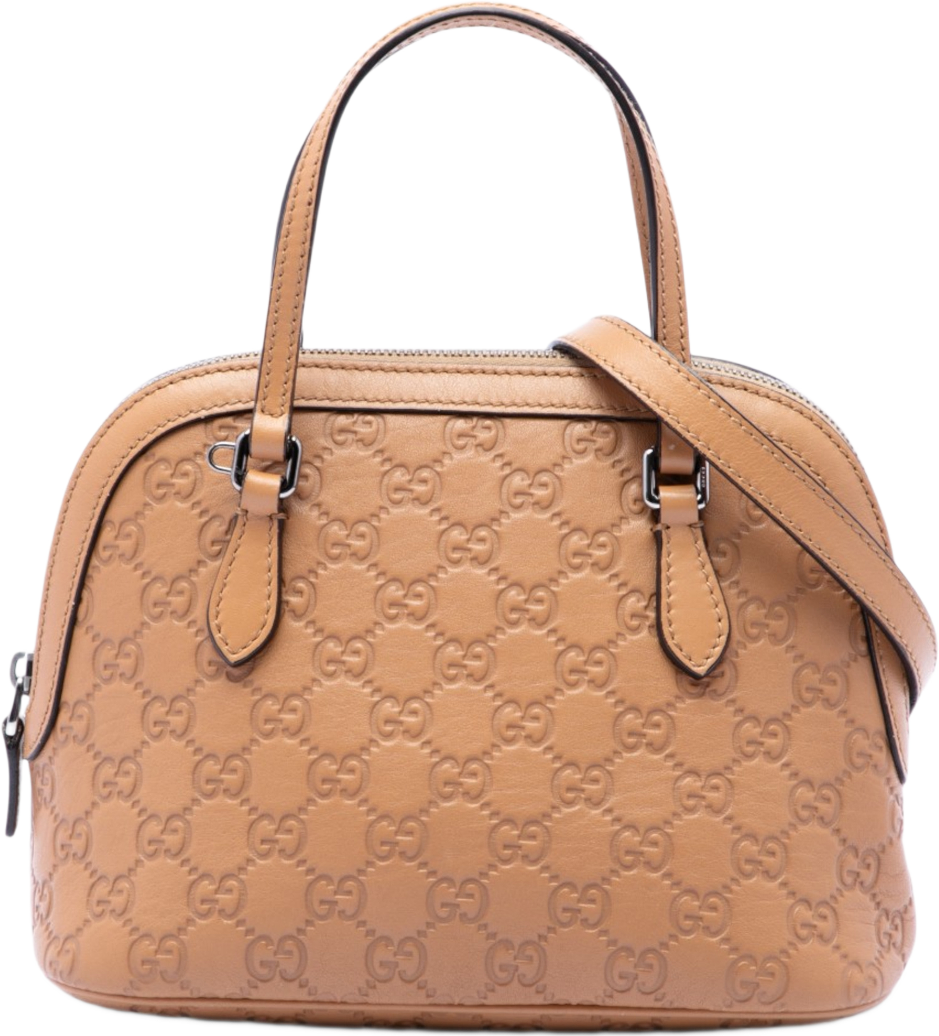 Gucci Mini Guccissima Dome Satchel, från Luxclusif, i färgen brun. Klicka för att öppna bilden i stort format