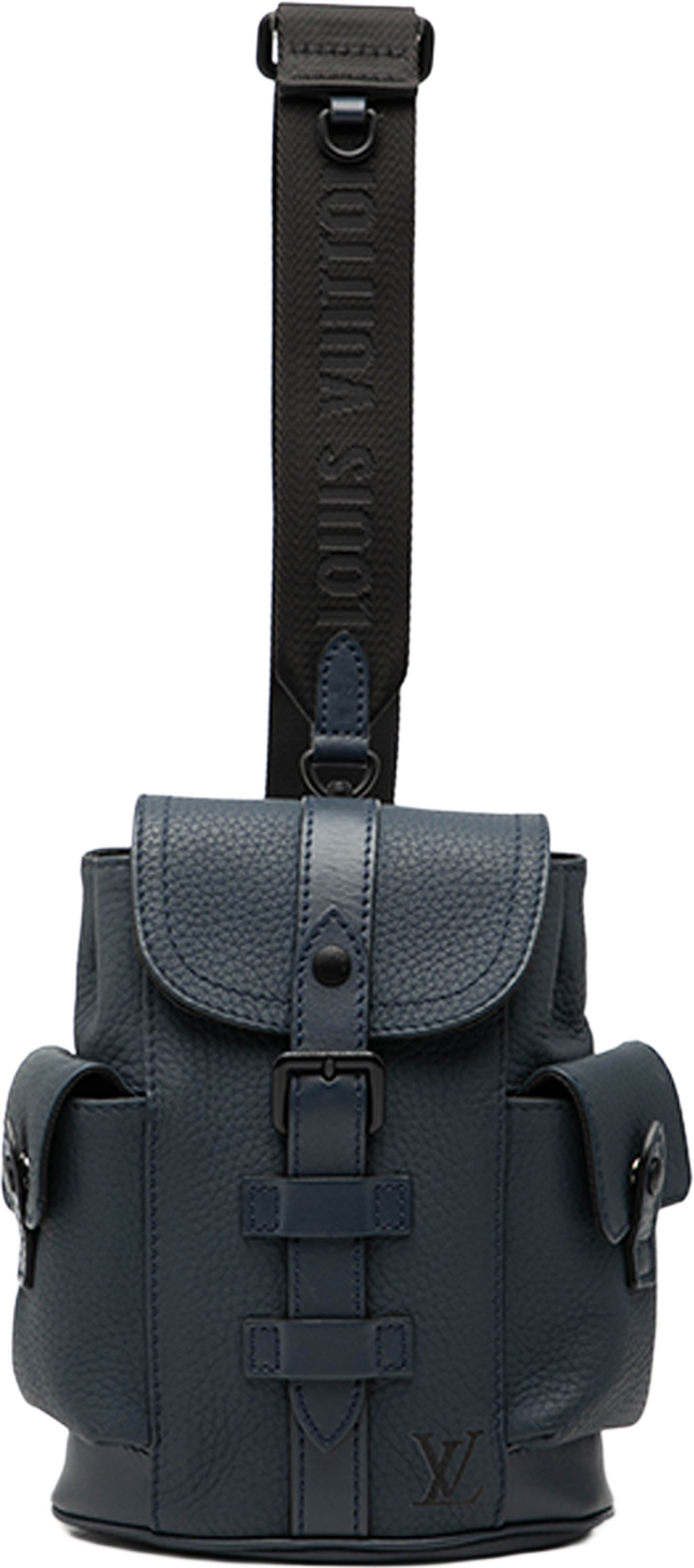 Louis Vuitton Taurillon Christopher Xs, från Luxclusif, i färgen navy. Klicka för att öppna bilden i stort format