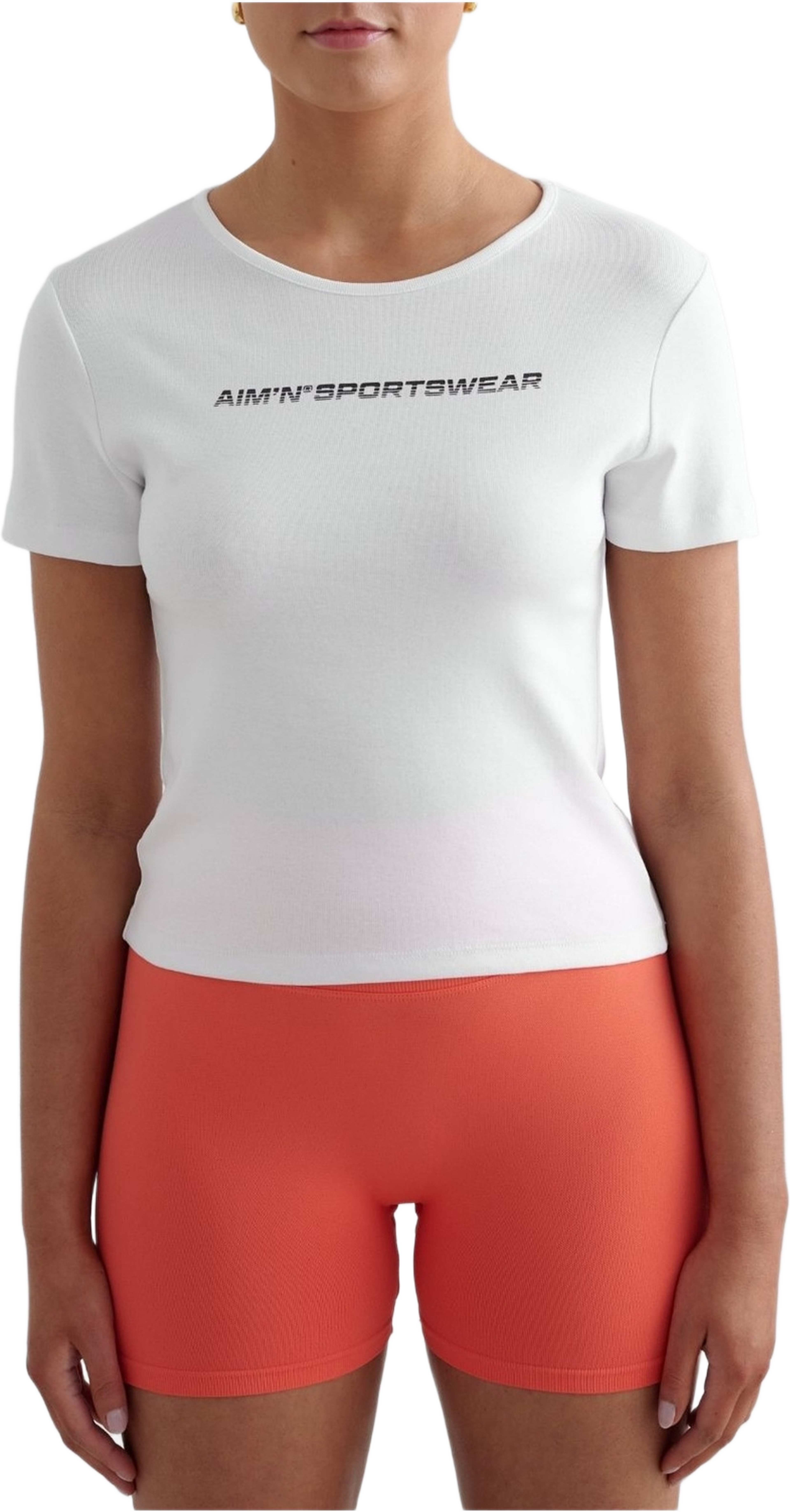 Stretch T-shirt, från aim'n, i färgen white. Klicka för att öppna bilden i stort format