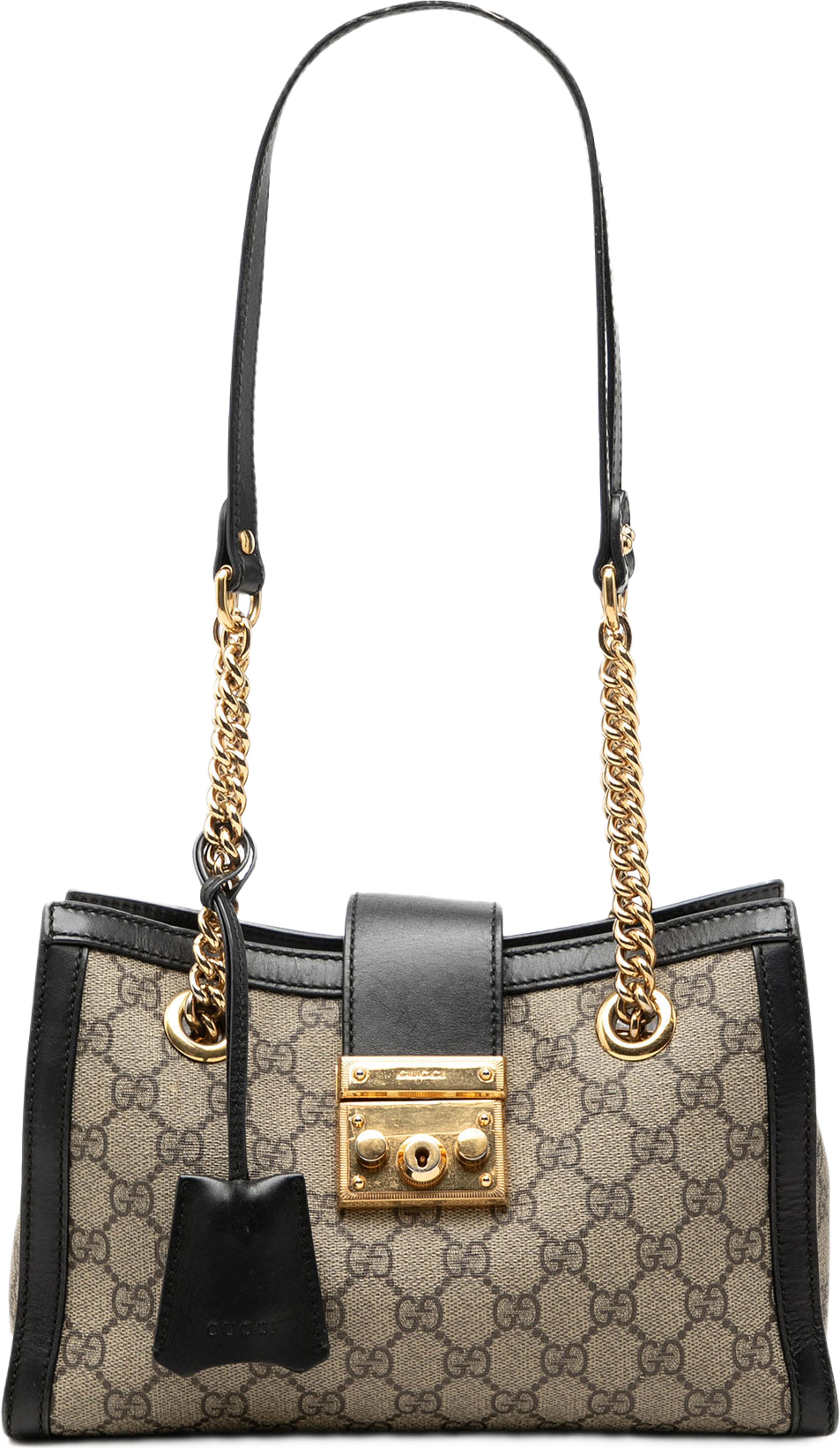 Gucci Small Gg Supreme Padlock Tote, från Luxclusif, i färgen beige. Klicka för att öppna bilden i stort format