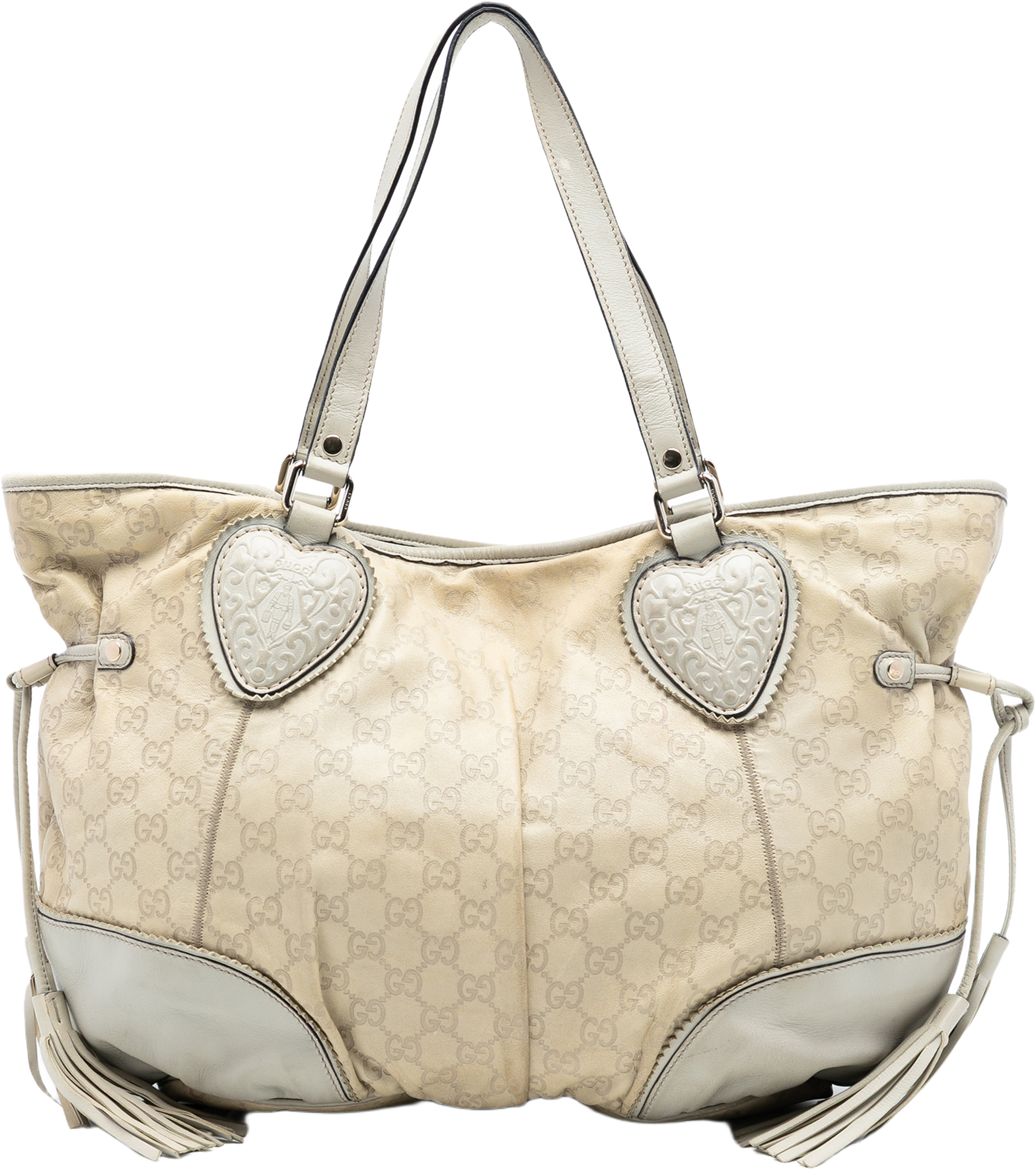 Gucci Large Guccissima Tribeca Tote, från Luxclusif, i färgen beige. Klicka för att öppna bilden i stort format