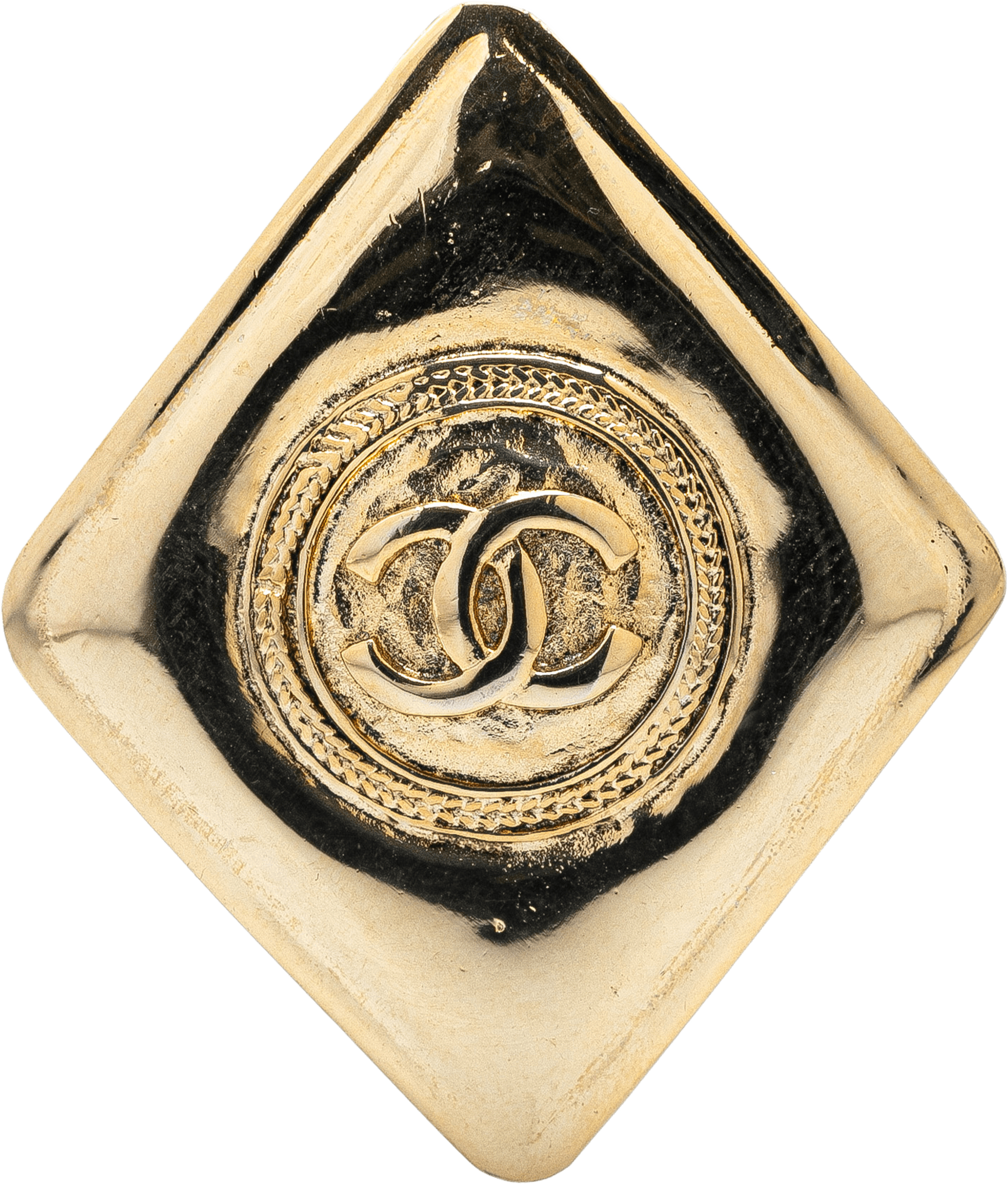 Chanel Gold Plated Cc Diamond Brooch