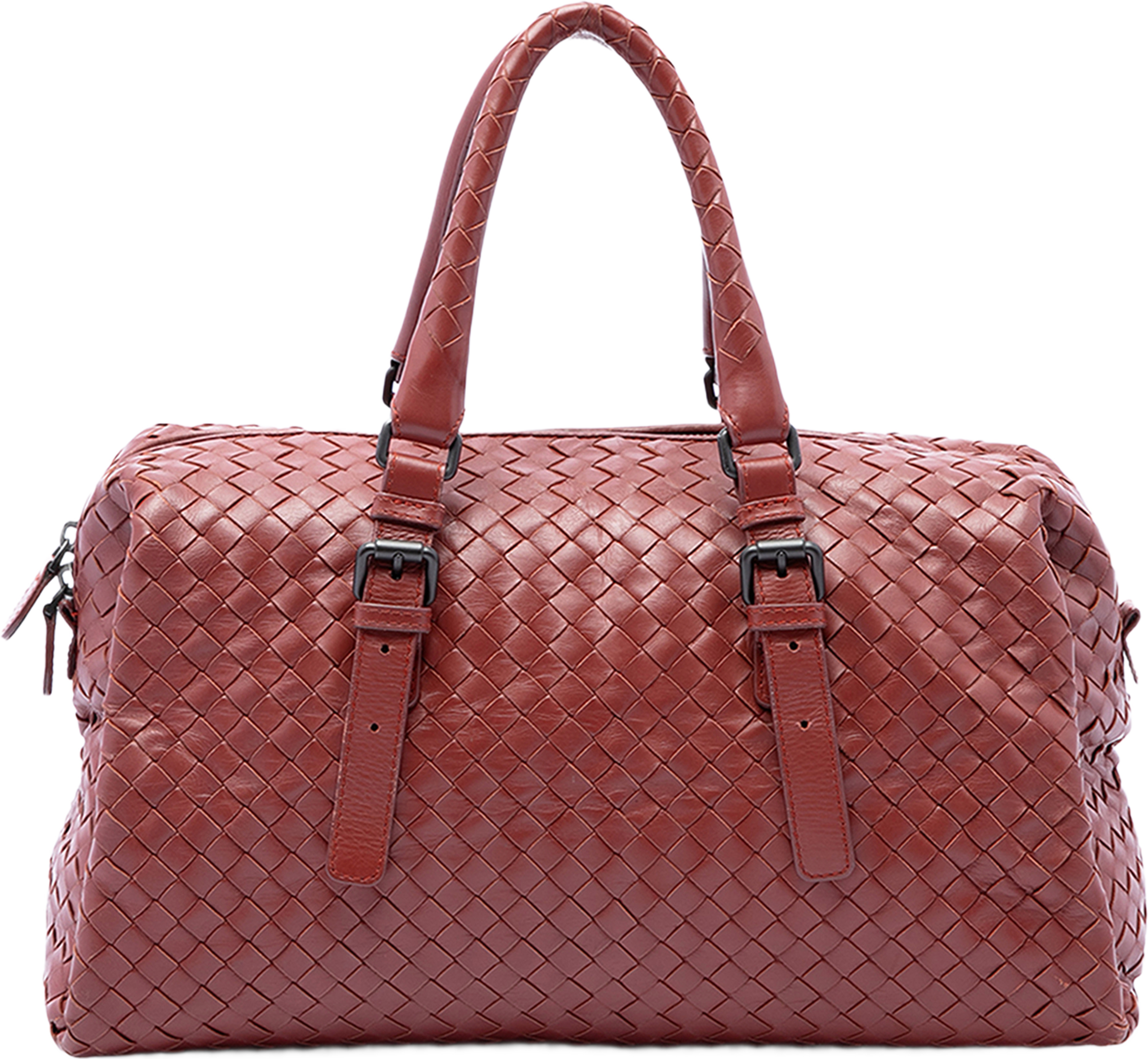 Bottega Veneta Nappa Intrecciato Boston Bag, från Luxclusif, i färgen röd. Klicka för att öppna bilden i stort format
