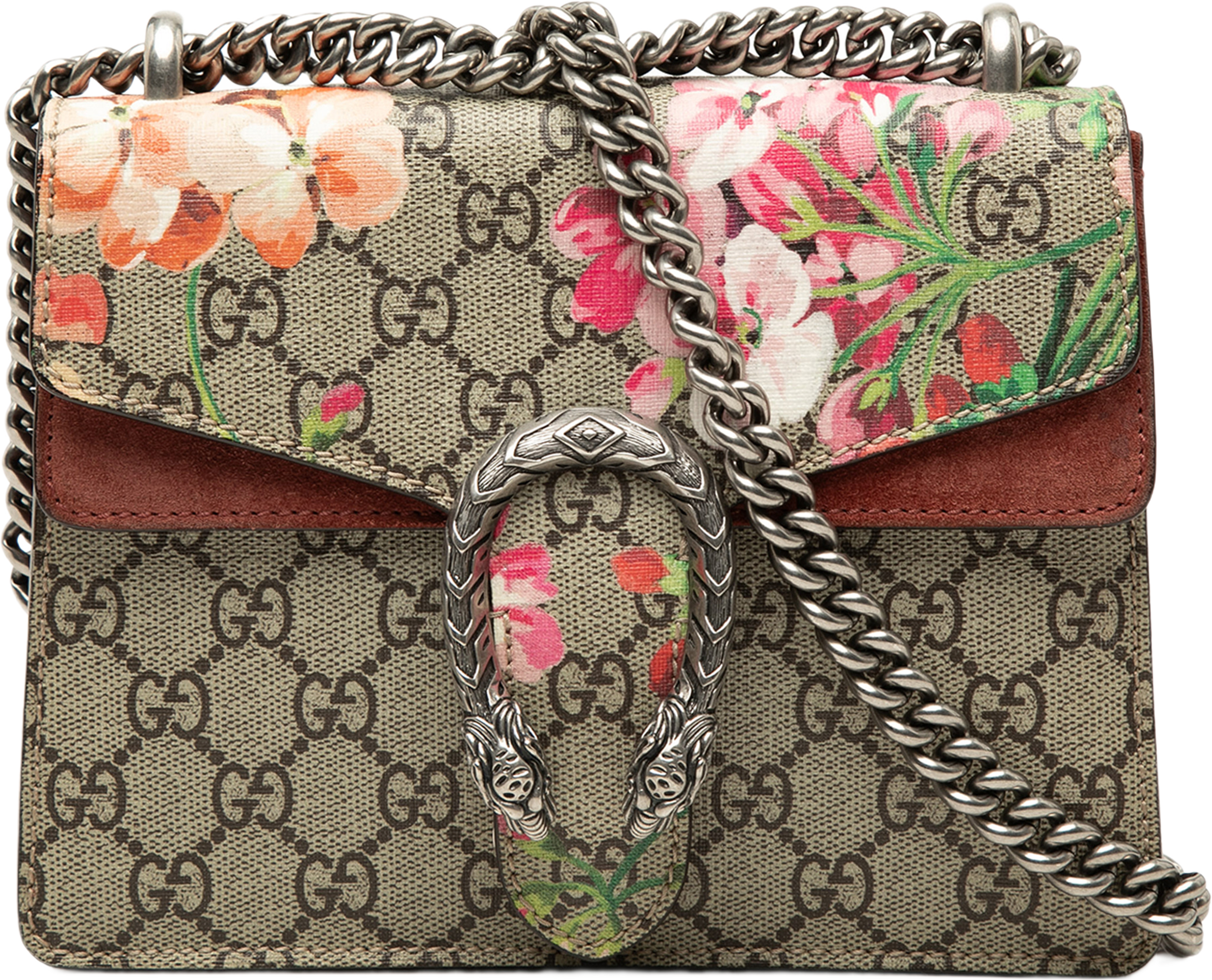 Gucci Small Gg Supreme Blooms Dionysus Crossbody, från Luxclusif, i färgen beige. Klicka för att öppna bilden i stort format
