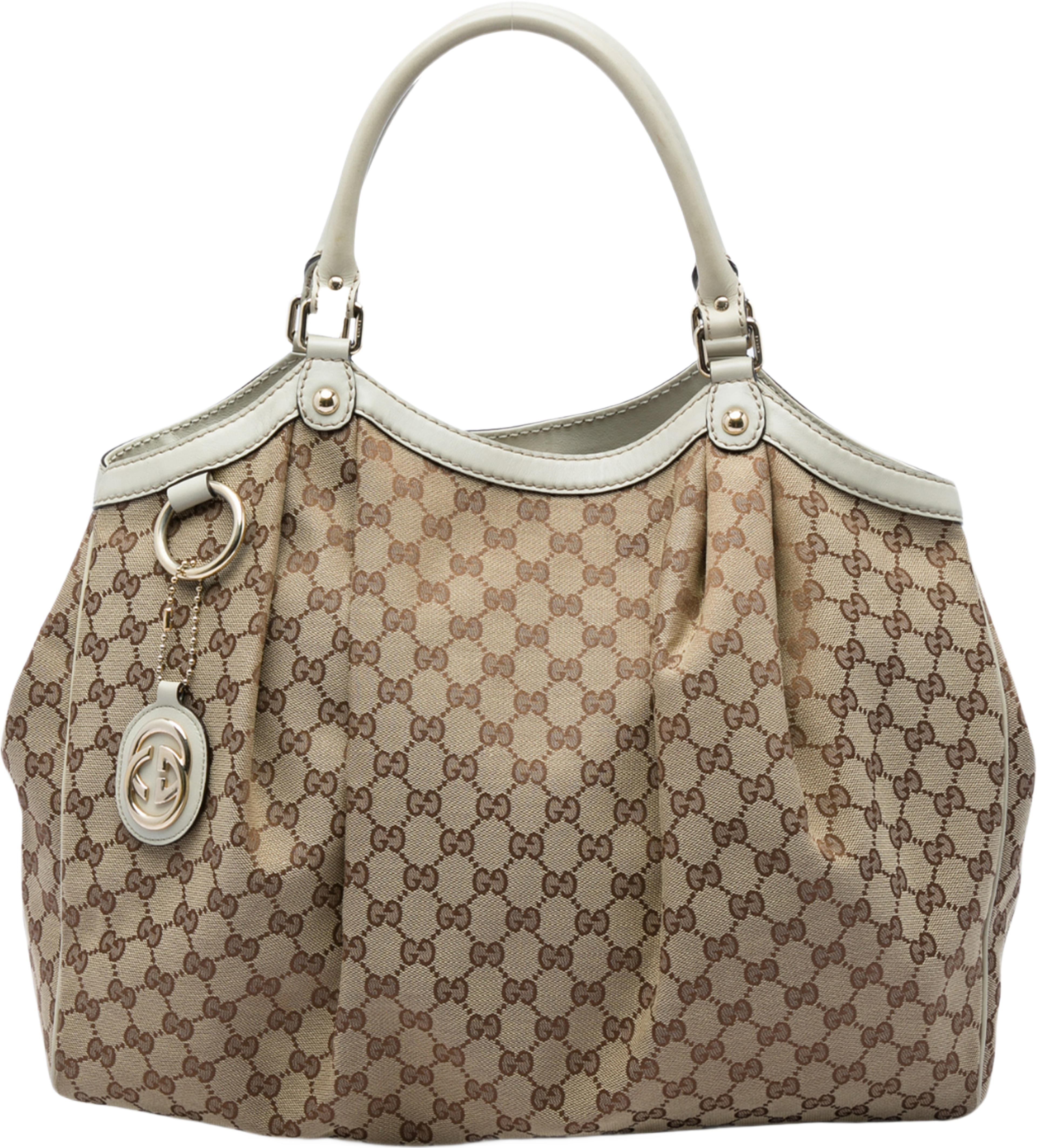 Gucci Large Gg Canvas Sukey Tote, från Luxclusif, i färgen vit. Klicka för att öppna bilden i stort format