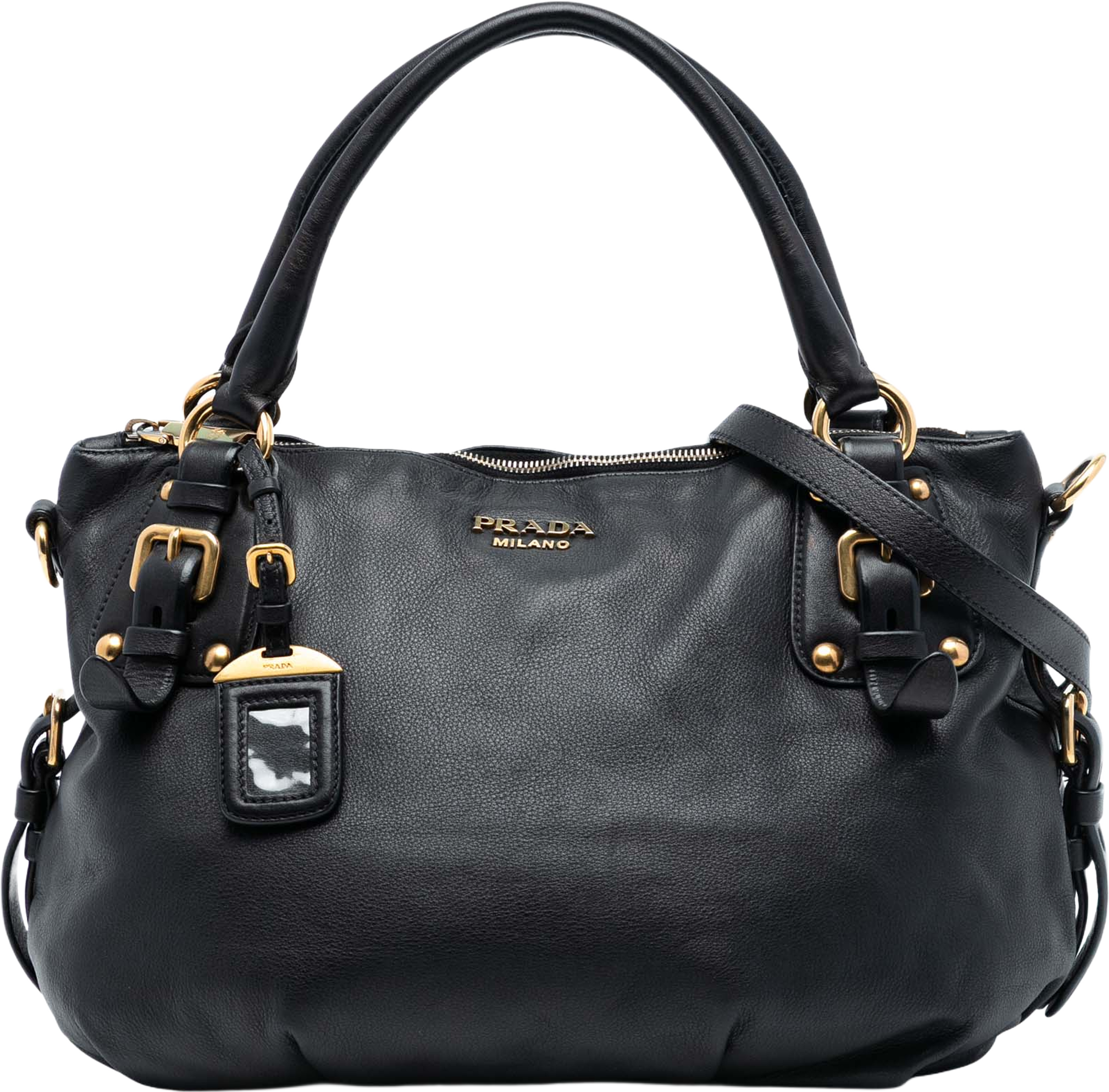 Prada Soft Calfskin Satchel, från Luxclusif, i färgen black. Klicka för att öppna bilden i stort format