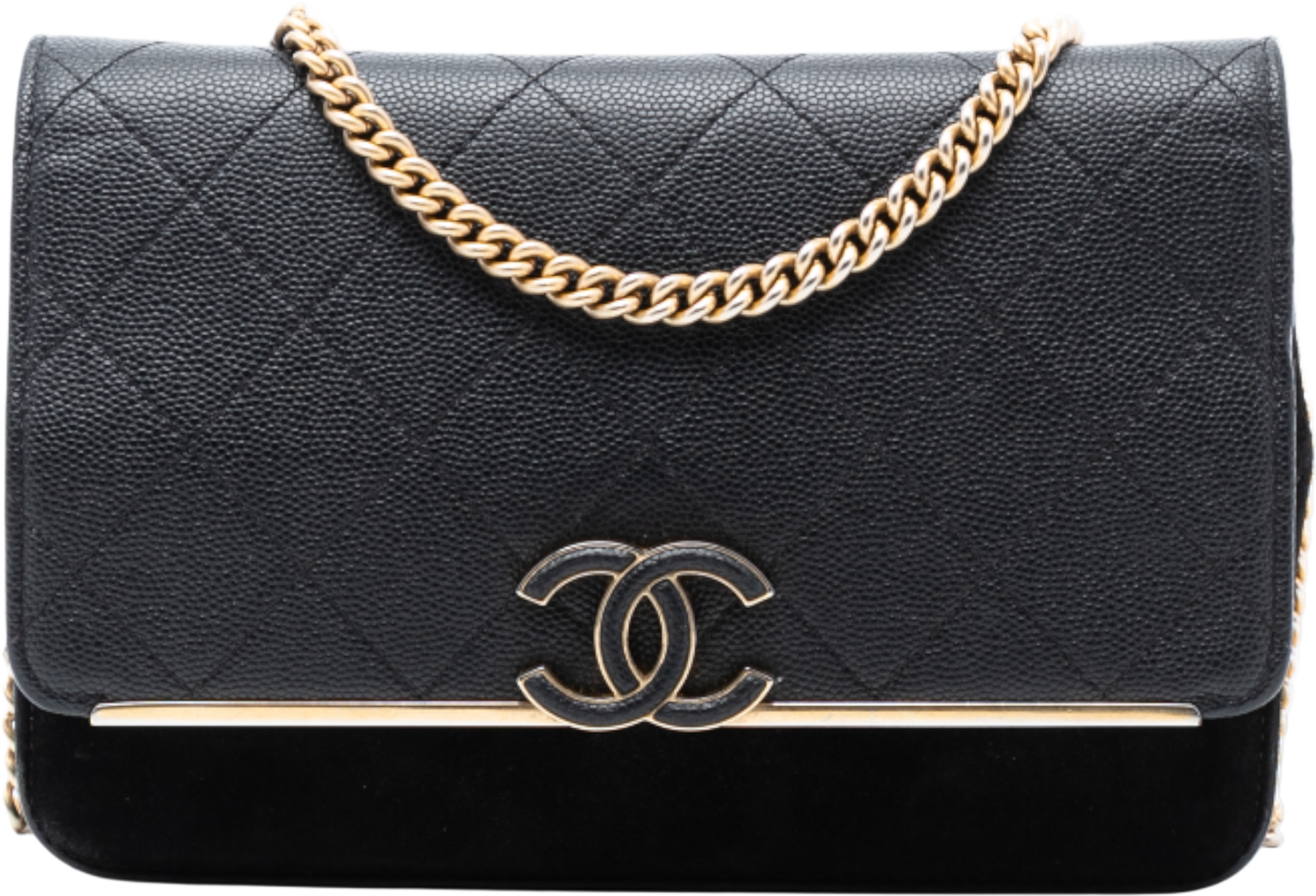 Chanel Stitched Caviar And Suede Lady Coco Wallet On Chain, från Luxclusif, i färgen black. Klicka för att öppna bilden i stort format