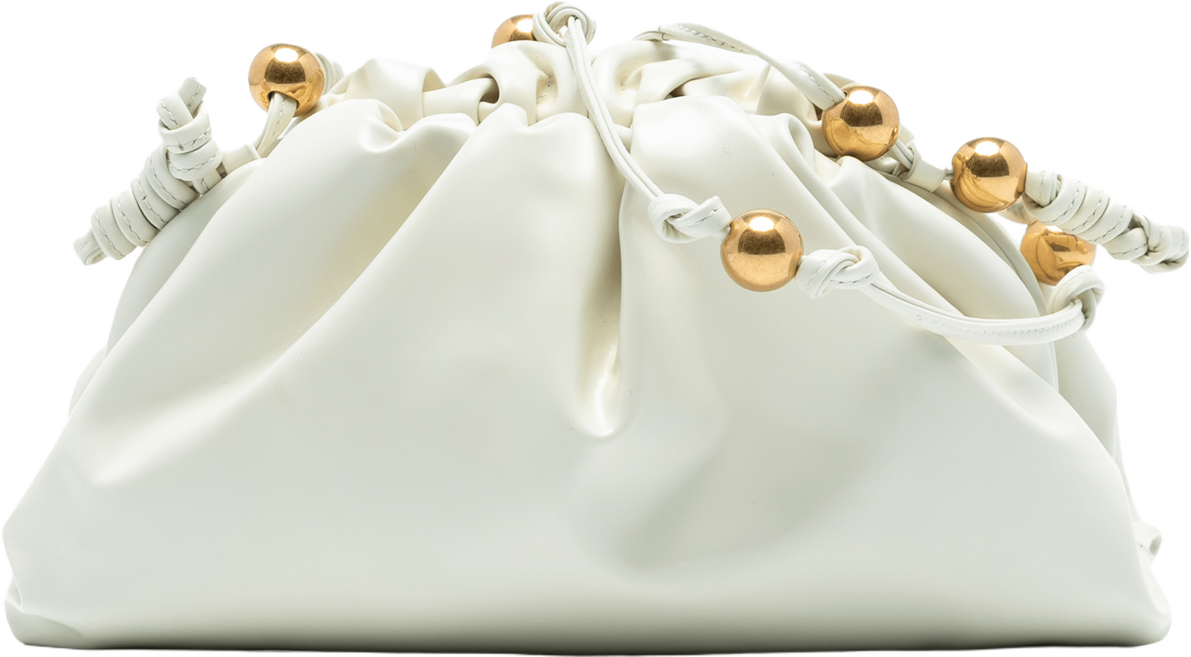 Bottega Veneta Brushed Calfskin Beaded Strap The Mini Pouch Crossbody, från Luxclusif, i färgen off white. Klicka för att öppna bilden i stort format