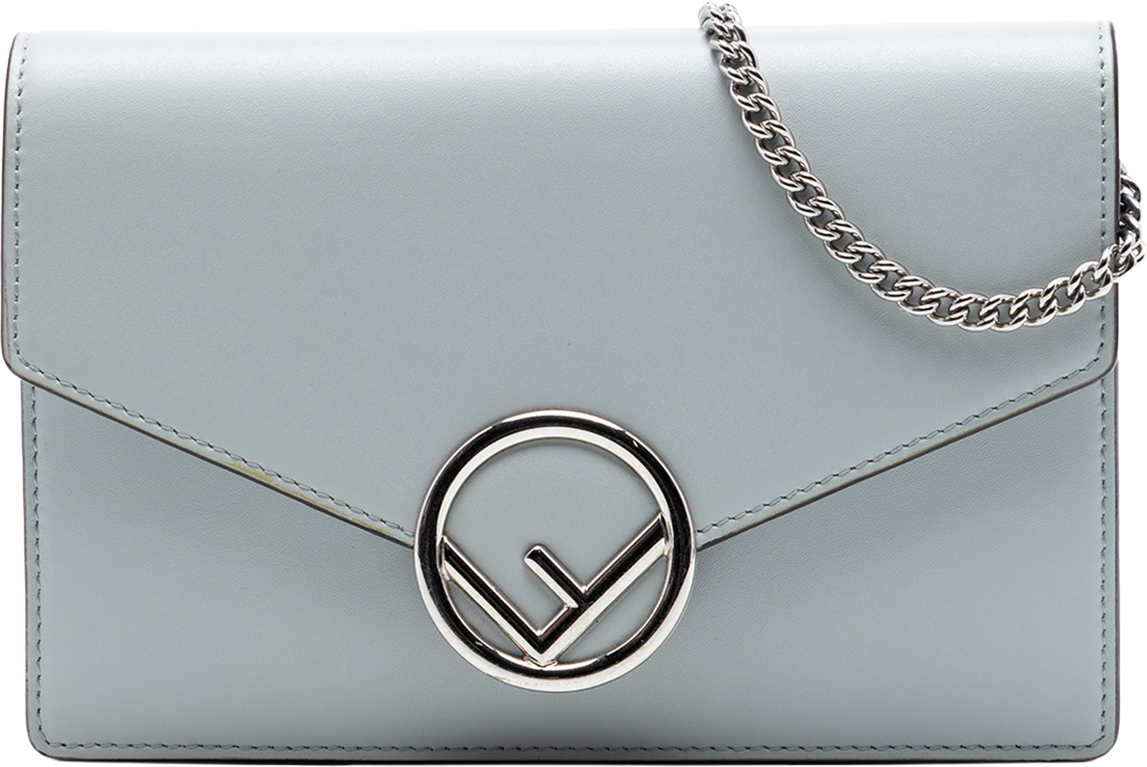 Fendi Leather F Is Fendi Envelope Wallet On Chain, från Luxclusif, i färgen light gray. Klicka för att öppna bilden i stort format