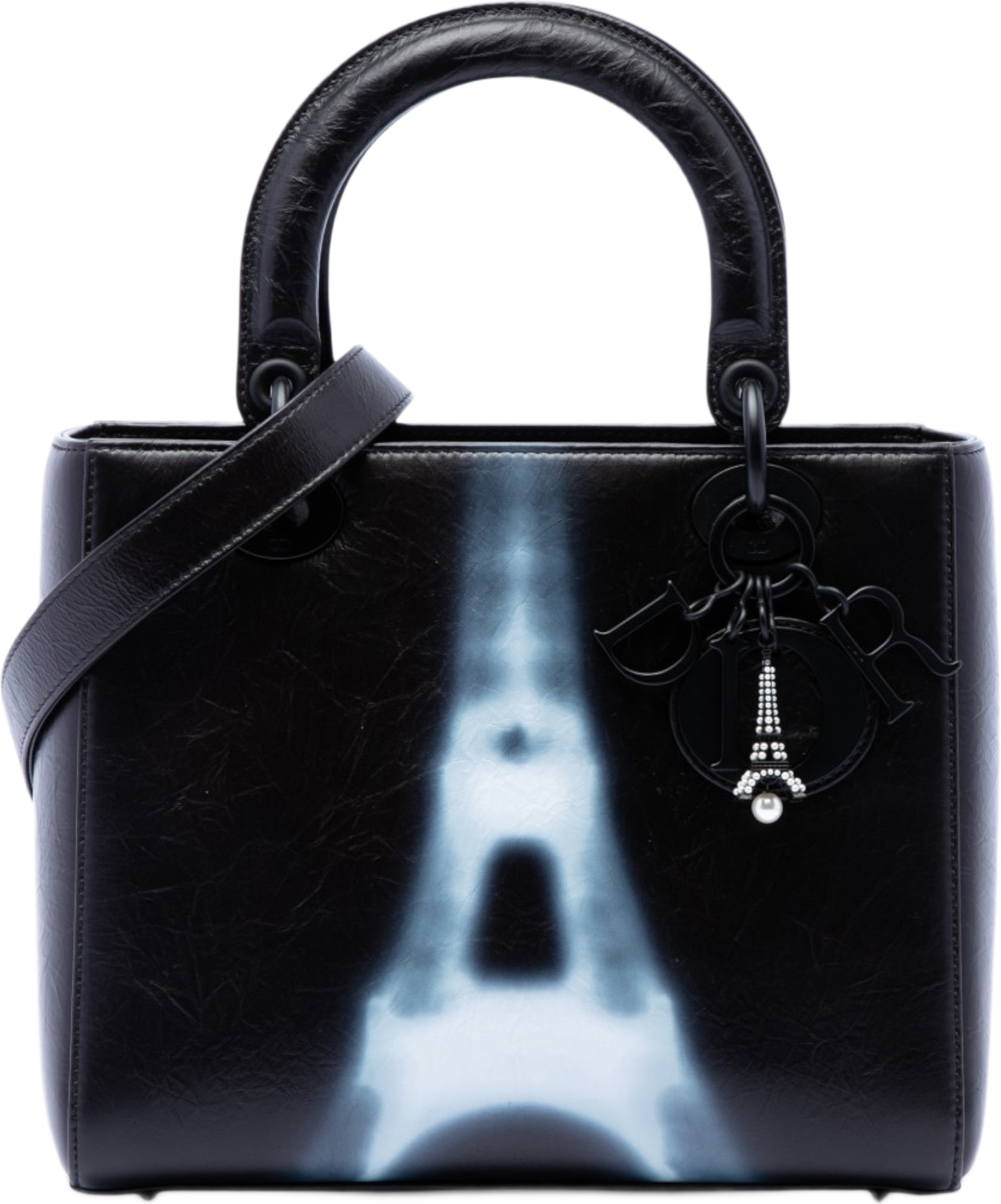 Dior Medium Crinkled Calfskin Eiffel Tower Lady Dior, från Luxclusif, i färgen svart. Klicka för att öppna bilden i stort format