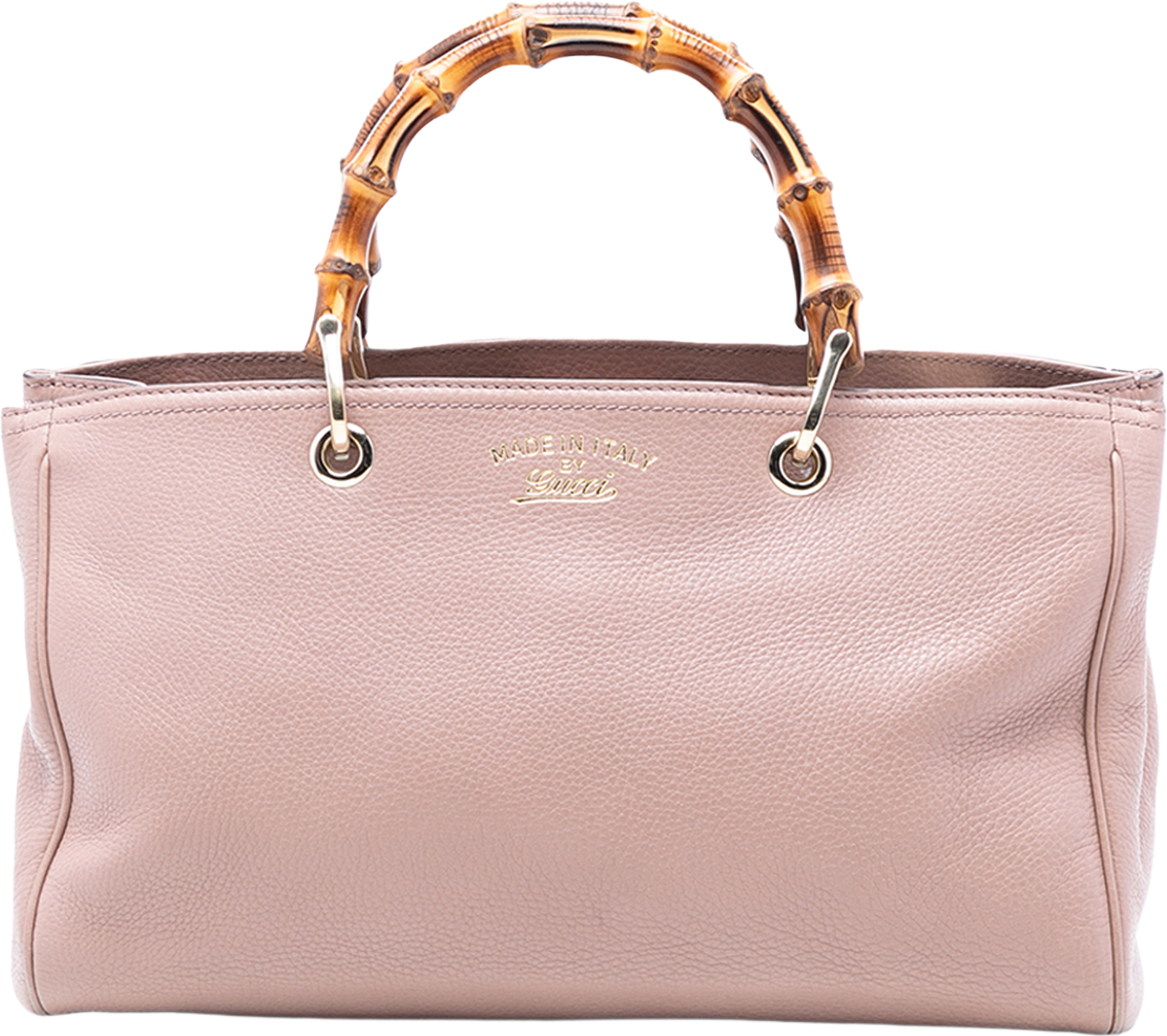 Gucci Medium Calfskin Bamboo Shopper Satchel, från Luxclusif, i färgen light pink. Klicka för att öppna bilden i stort format