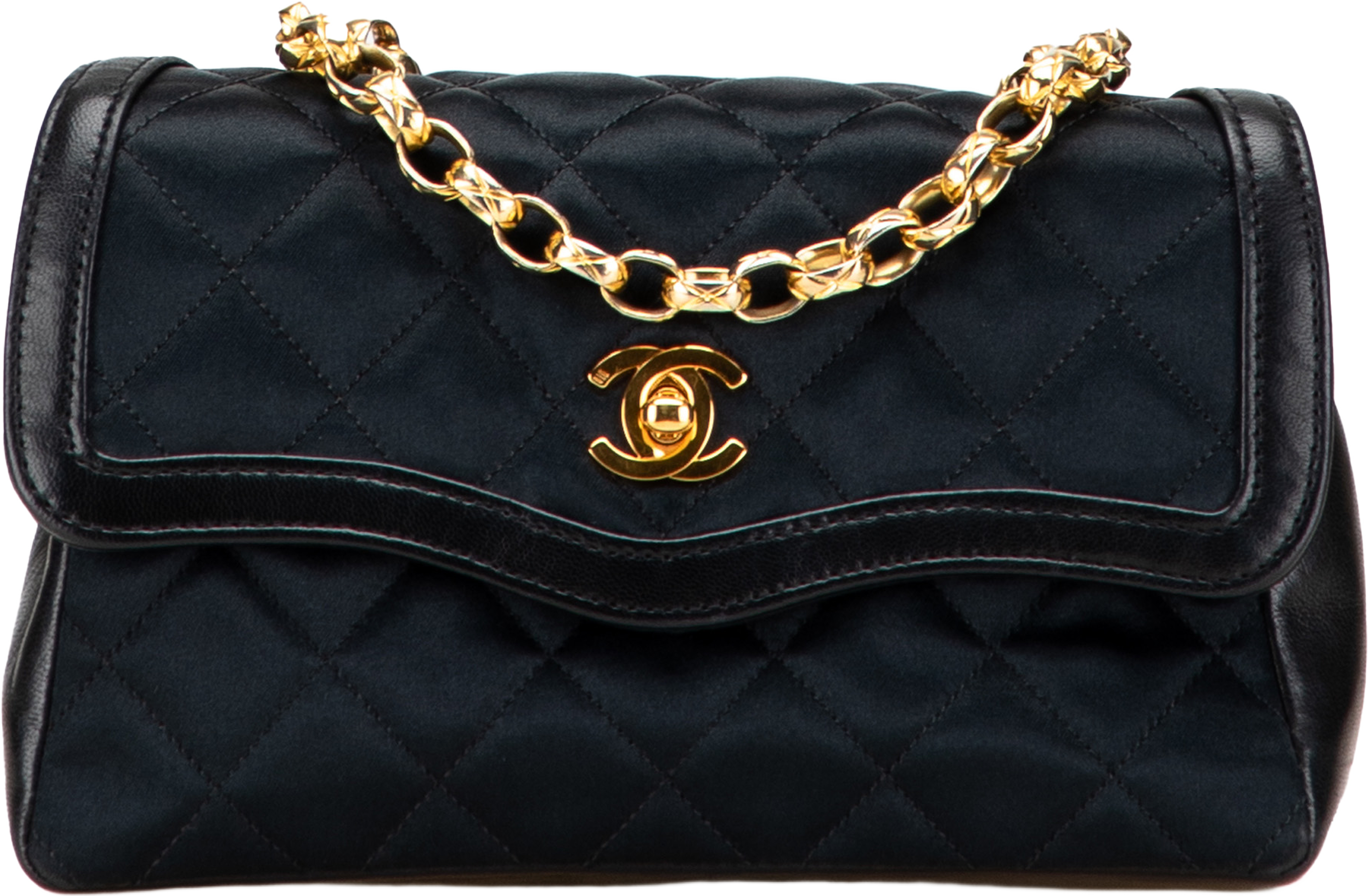 Chanel Cc Quilted Satin Bijoux Chain Single Flap, från Luxclusif, i färgen black. Klicka för att öppna bilden i stort format