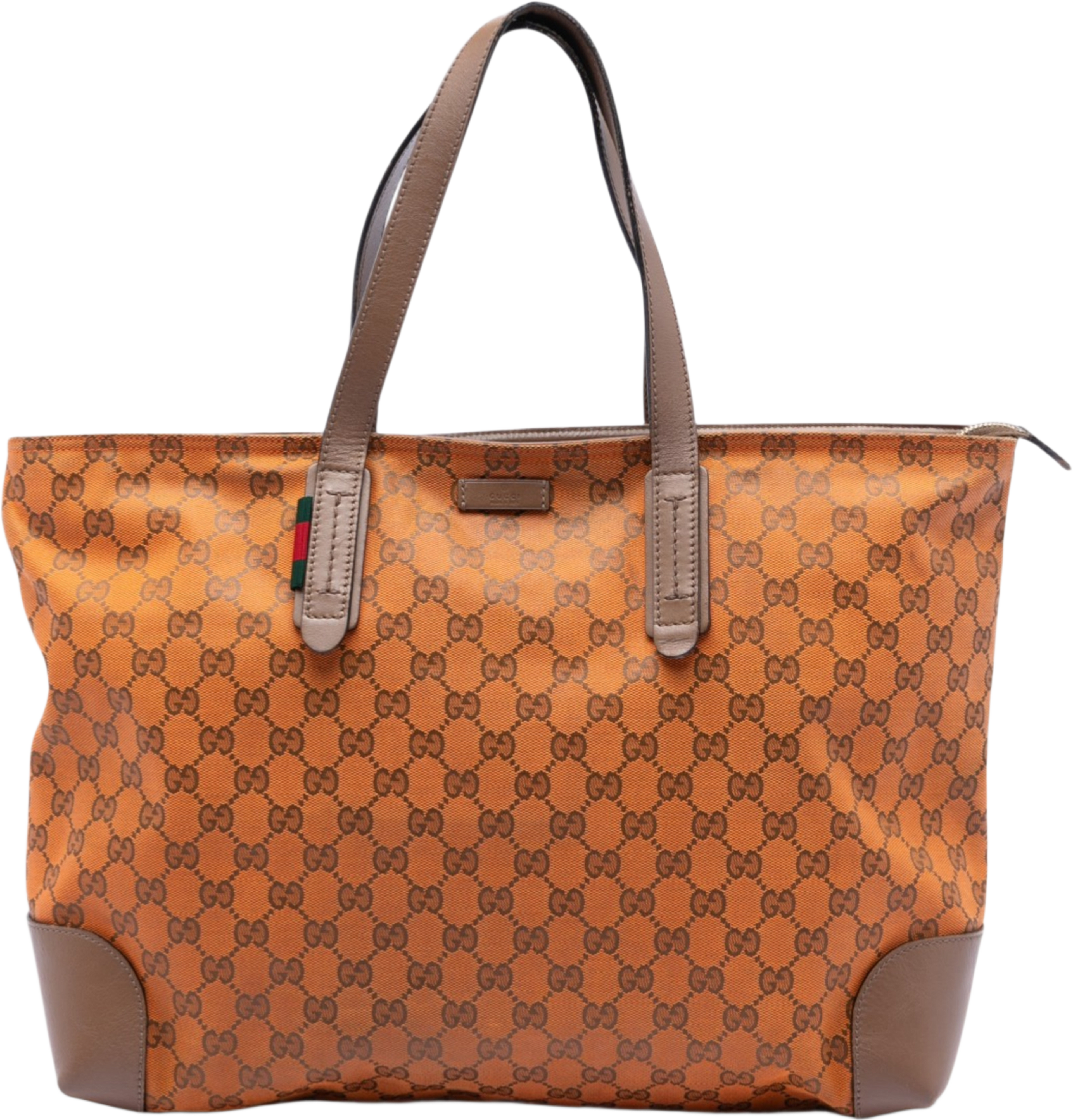 Gucci Gg Canvas Web Tote, från Luxclusif, i färgen orange. Klicka för att öppna bilden i stort format