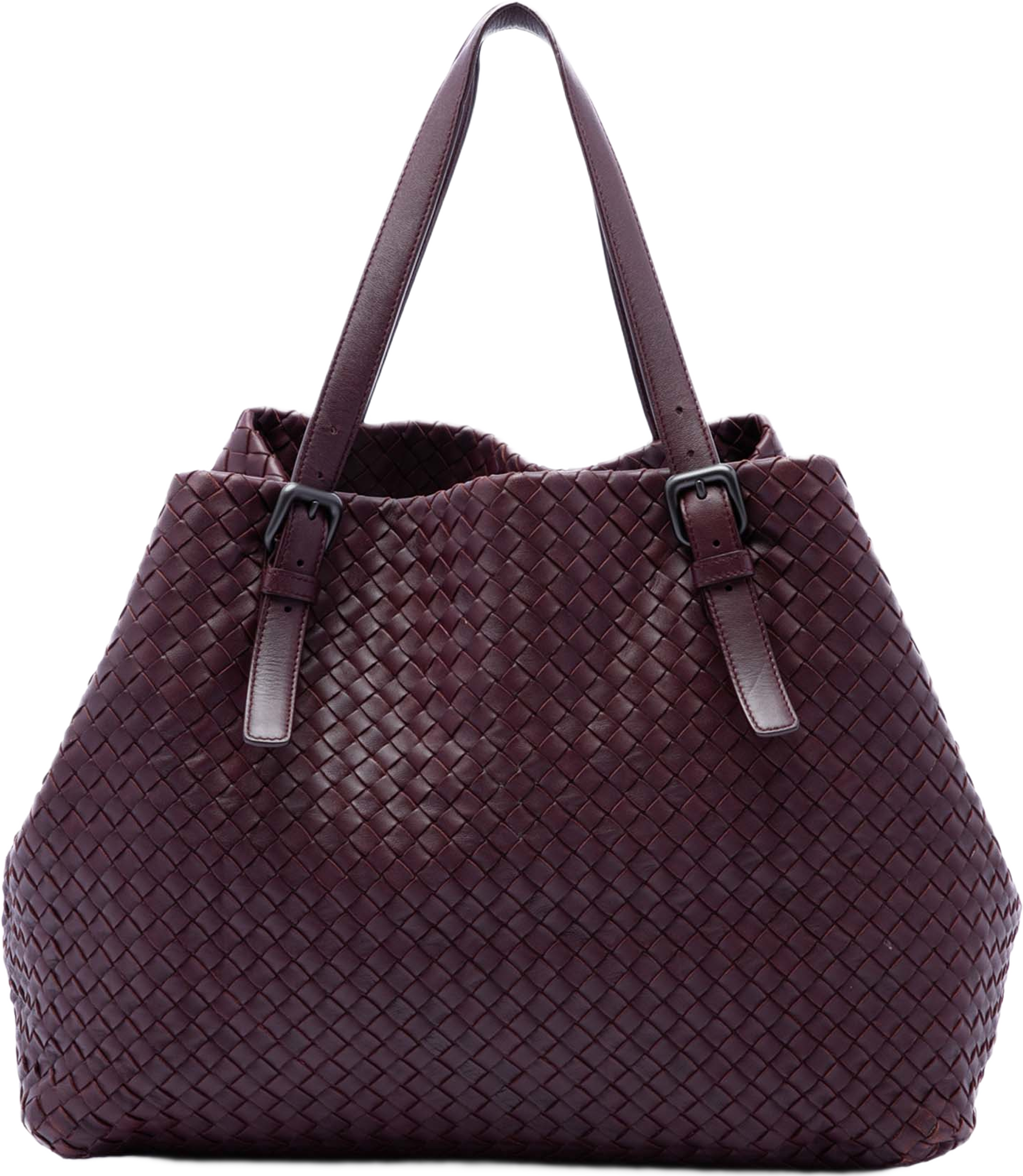 Bottega Veneta Large Nappa Intrecciato Cesta Tote, från Luxclusif, i färgen dark purple. Klicka för att öppna bilden i stort format