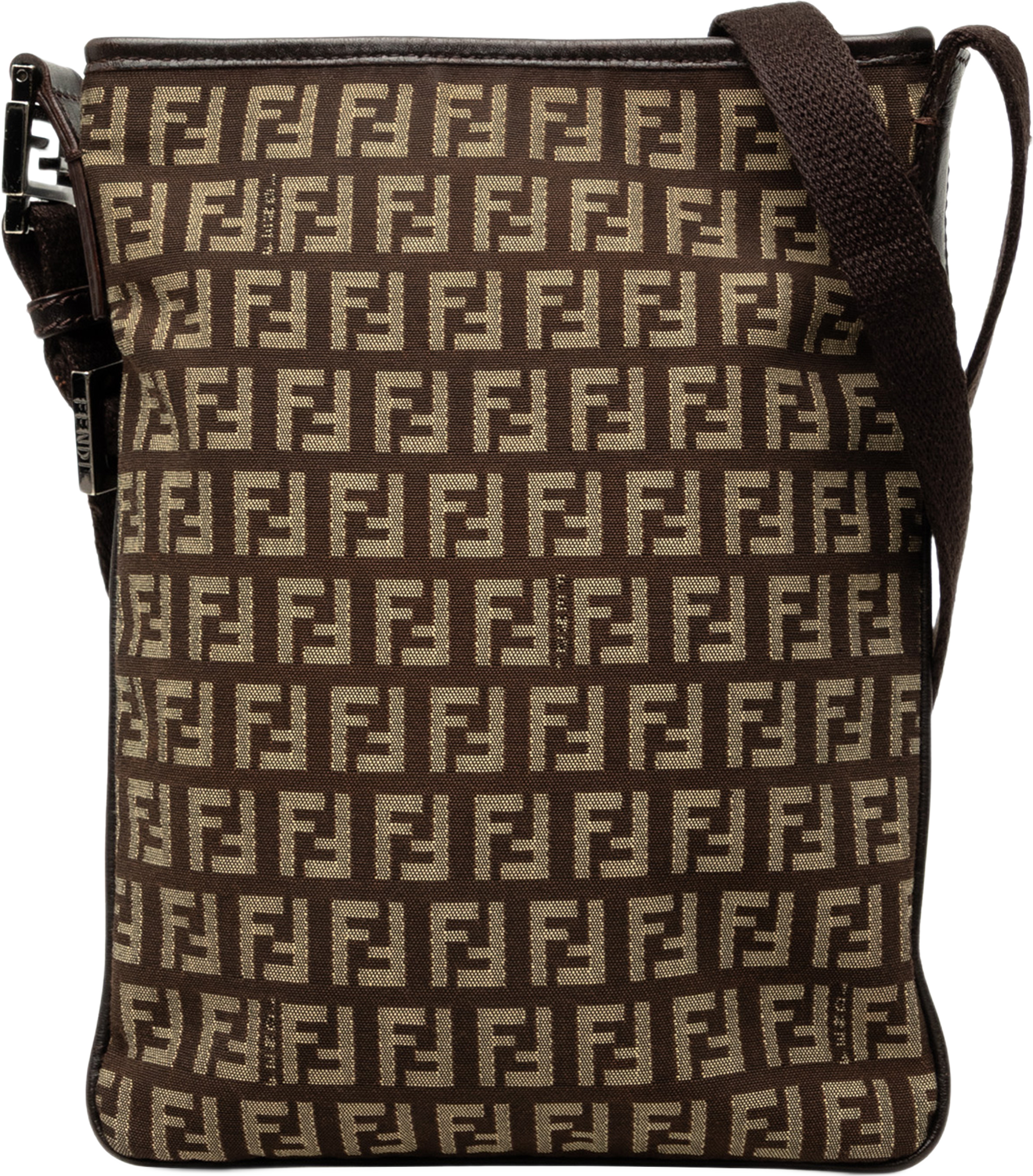 Fendi Zucchino Canvas Crossbody, från Luxclusif, i färgen brun. Klicka för att öppna bilden i stort format
