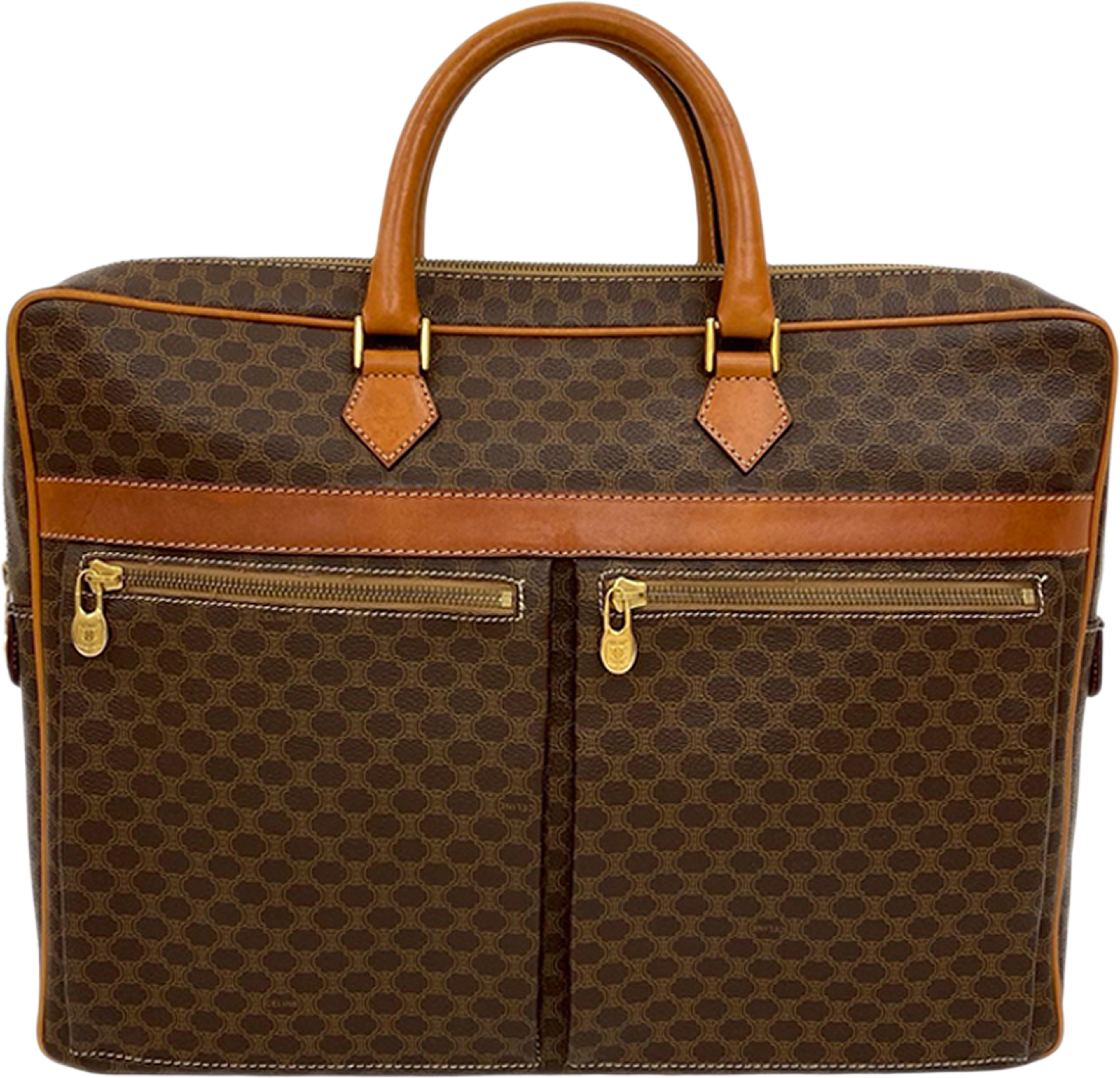 Celine Macadam Coated Canvas Business Bag, från Luxclusif, i färgen brown. Klicka för att öppna bilden i stort format