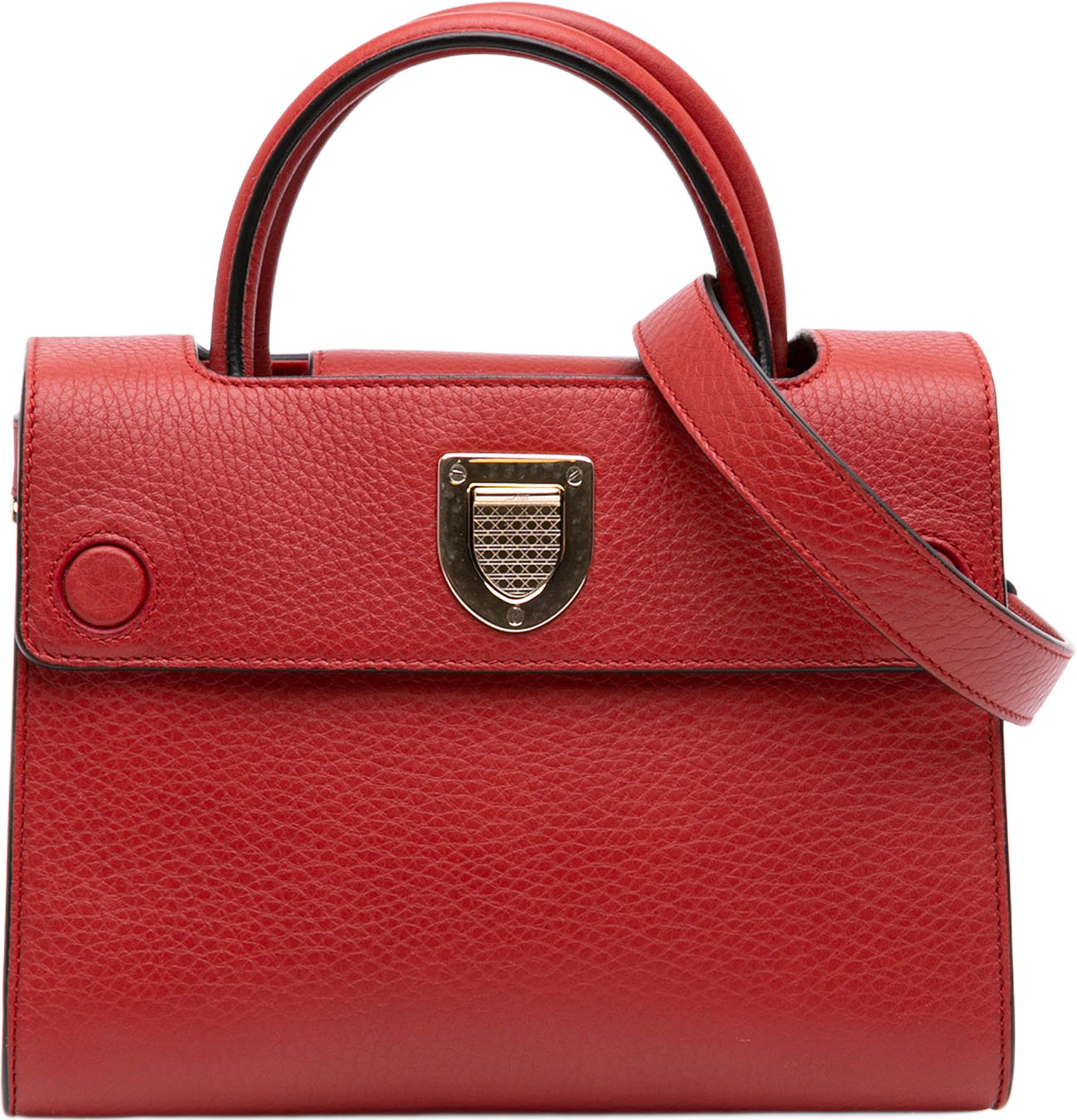 Dior Mini Grained Calfskin Diorever Satchel, från Luxclusif, i färgen röd. Klicka för att öppna bilden i stort format