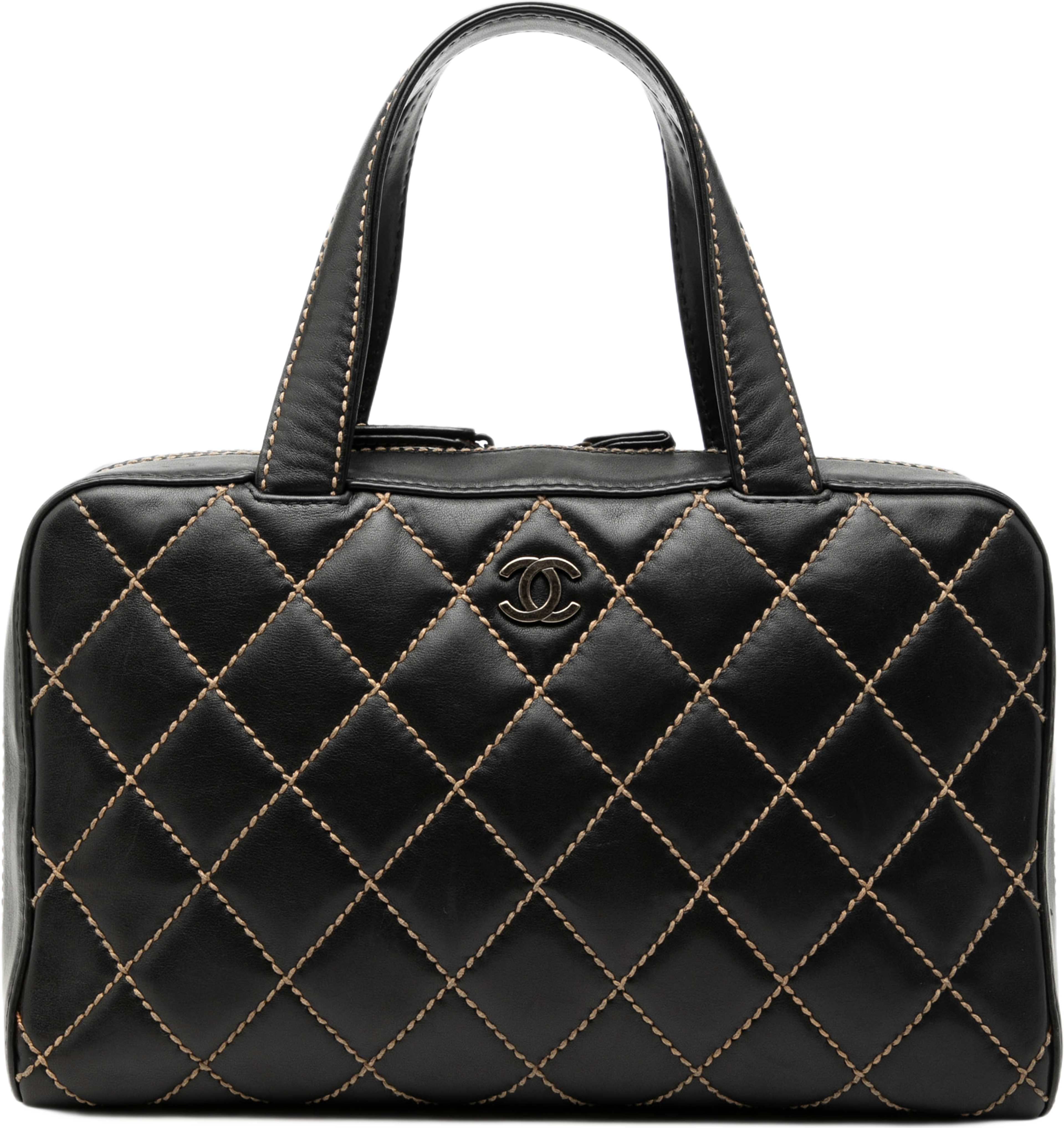 Chanel Cc Lambskin Wild Stitch Handbag, från Luxclusif, i färgen black. Klicka för att öppna bilden i stort format