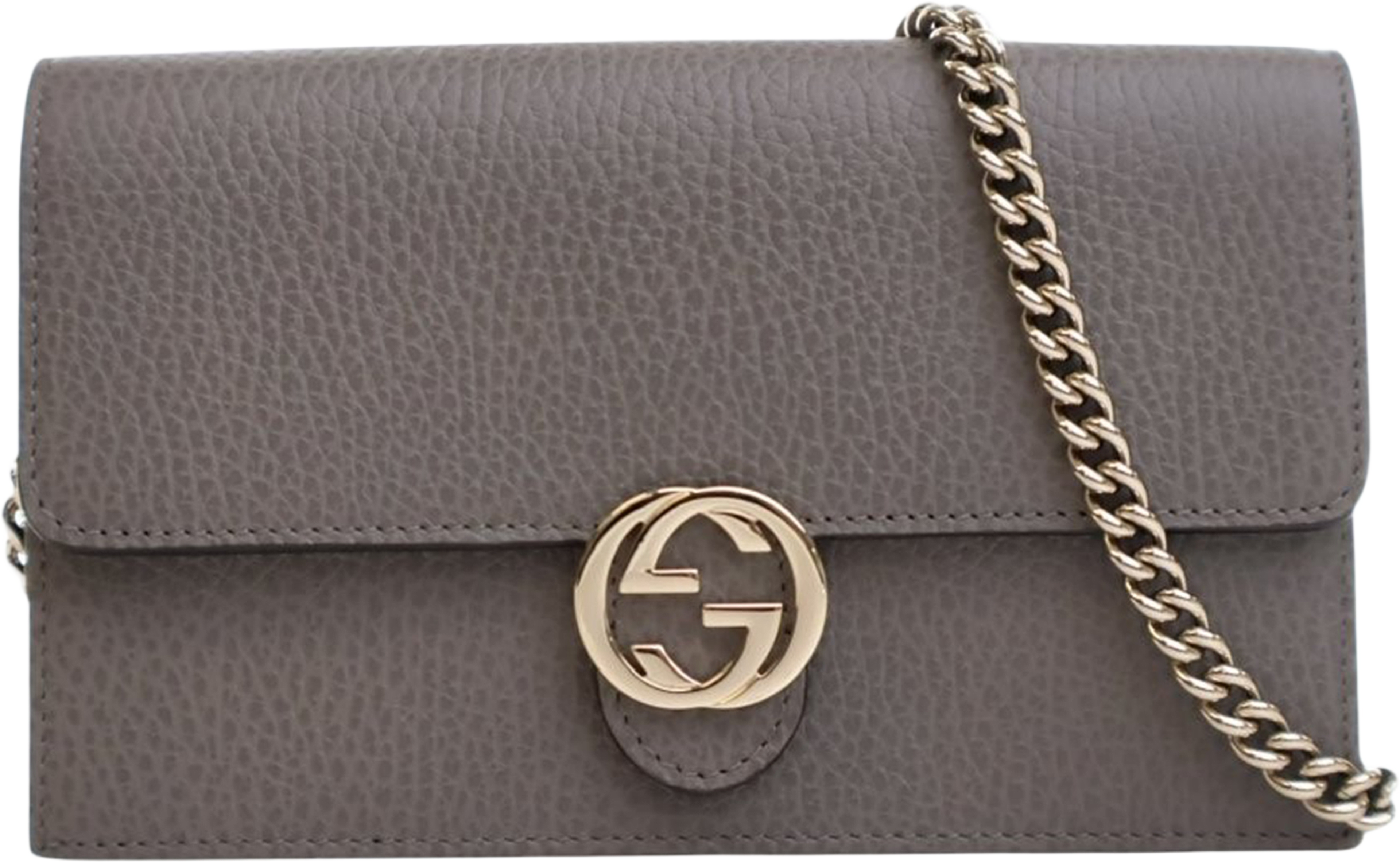 Gucci Leather Interlocking G Dollar Wallet On Chain, från Luxclusif, i färgen gray. Klicka för att öppna bilden i stort format