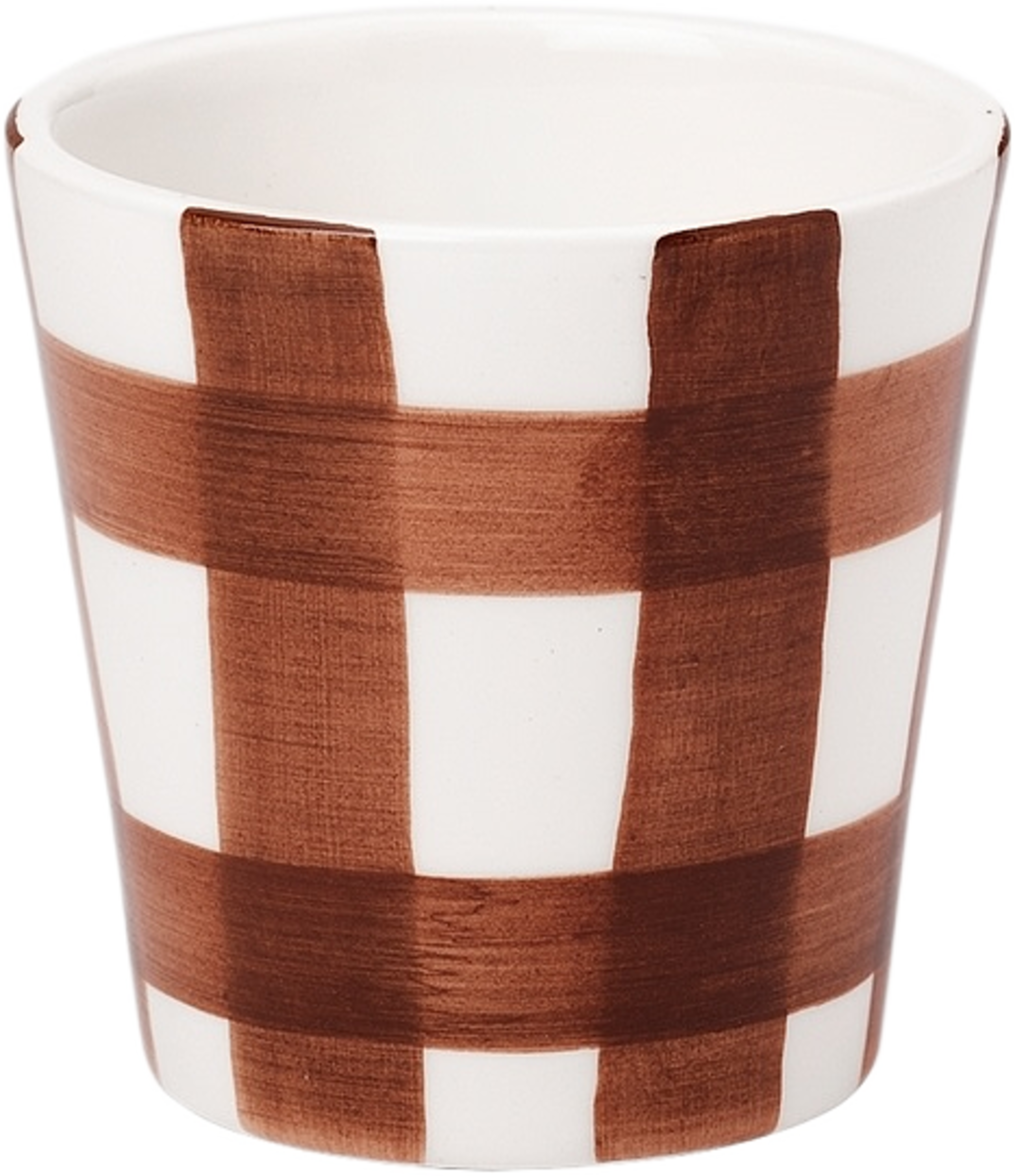 Iris Check Kopp - 8x8 Cm, från Pick A Poppy, i färgen brown rutig. Klicka för att öppna bilden i stort format