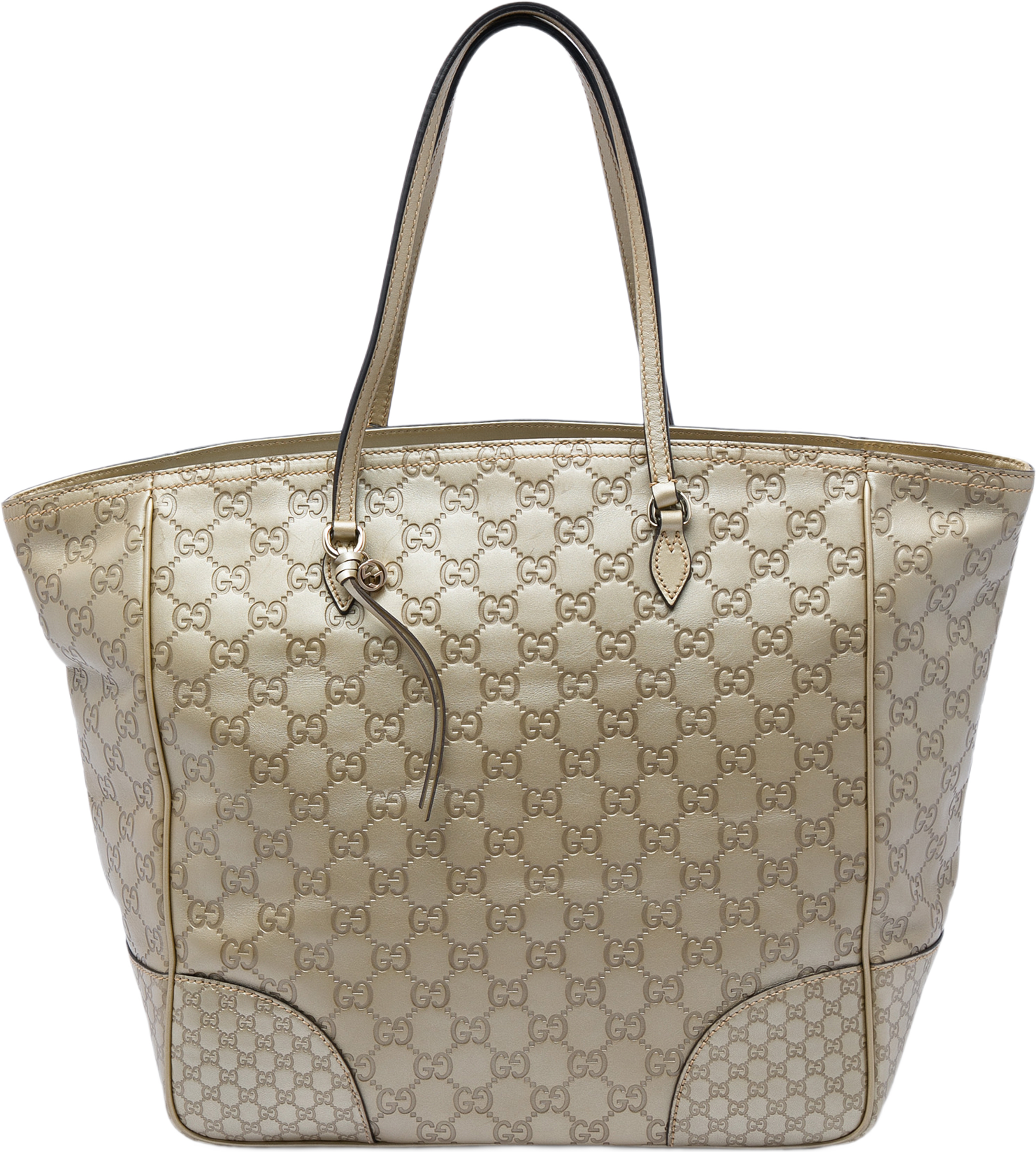Gucci Metallic Guccissima Bree Tote, från Luxclusif, i färgen guld. Klicka för att öppna bilden i stort format