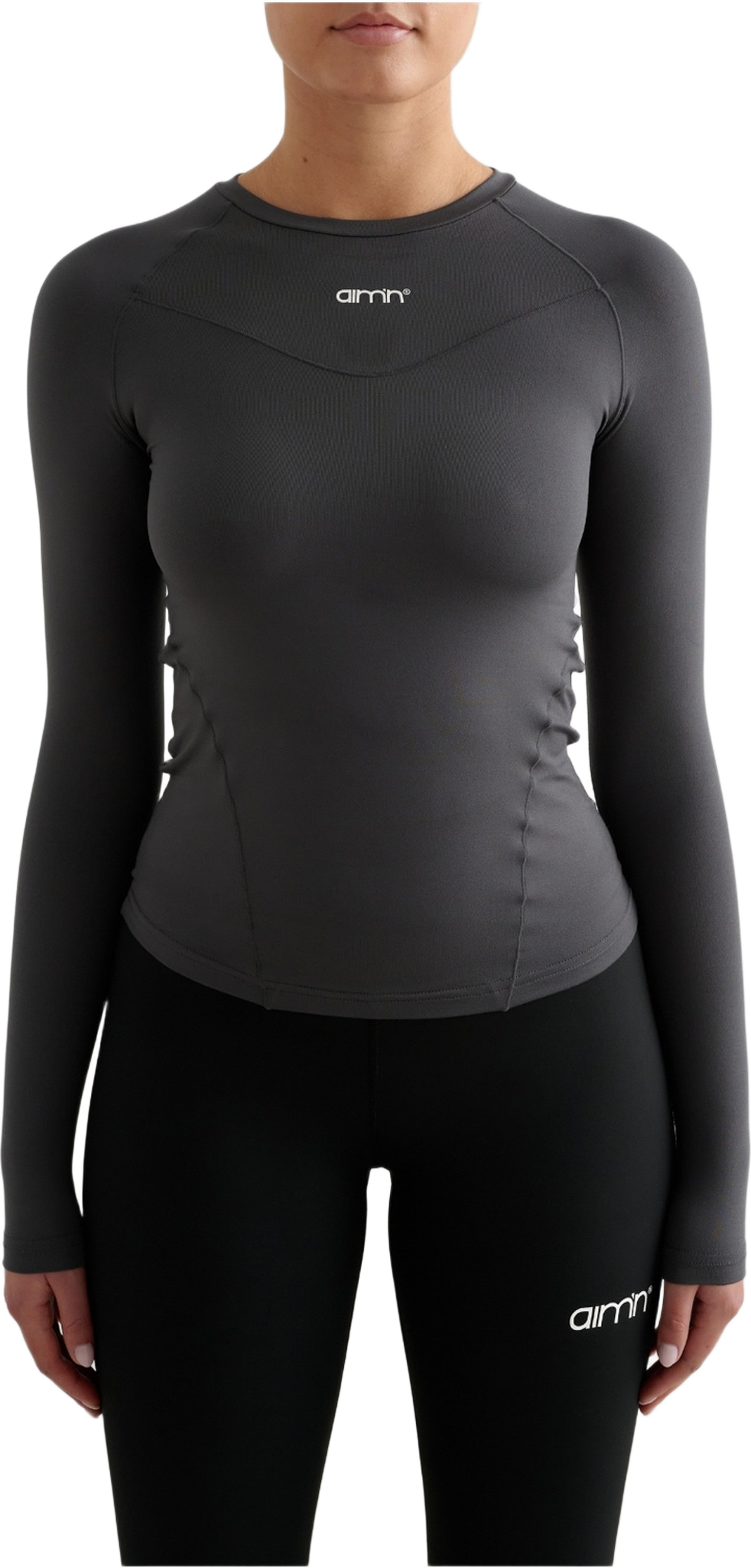 Soft Basic Long Sleeve, från aim'n, i färgen shadow grey. Klicka för att öppna bilden i stort format