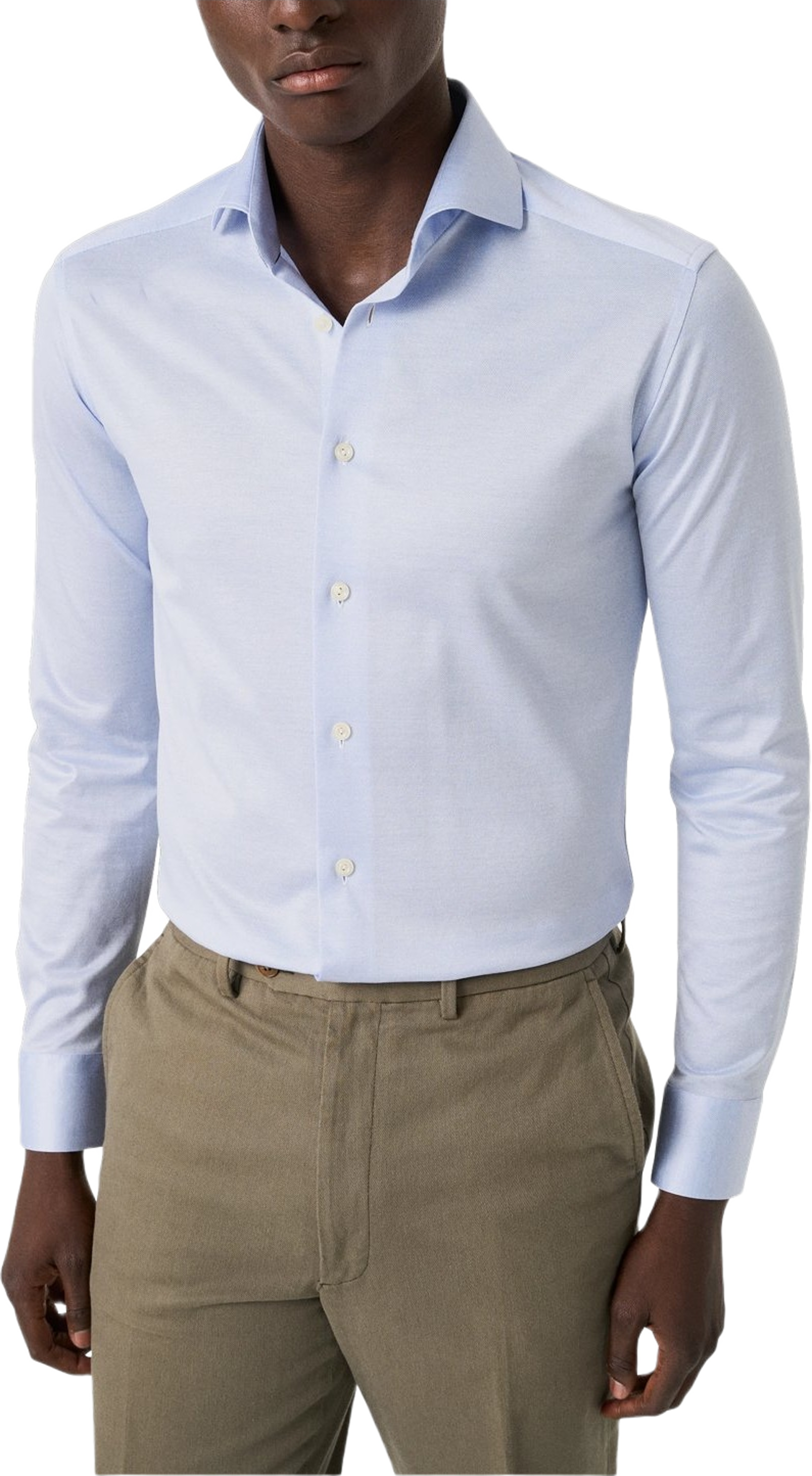 Skjorta I Jacquardstickad Filo Di Scozia Slim Fit