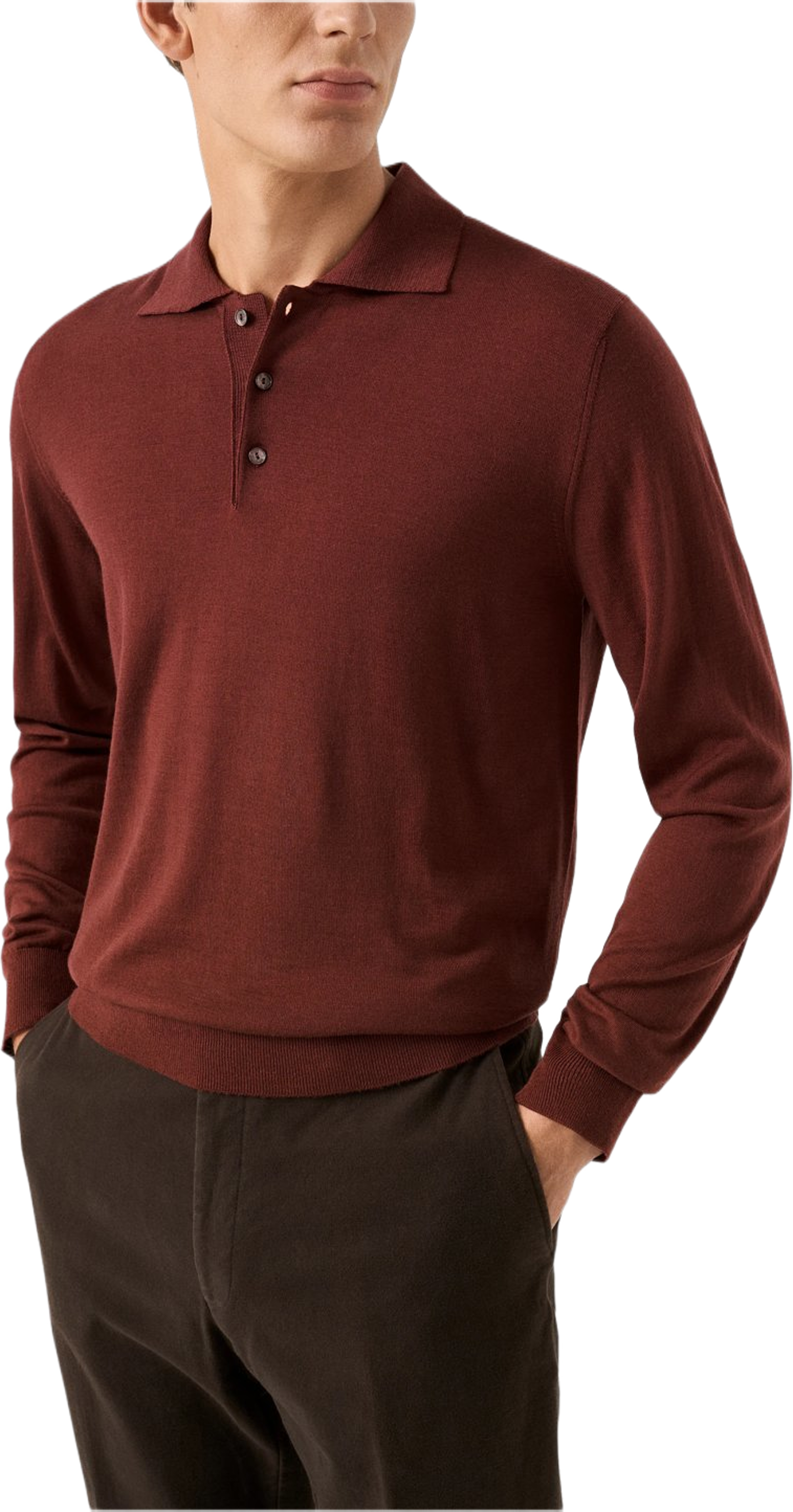 Finstickad Polotröja, från Eton, i färgen red. Klicka för att öppna bilden i stort format