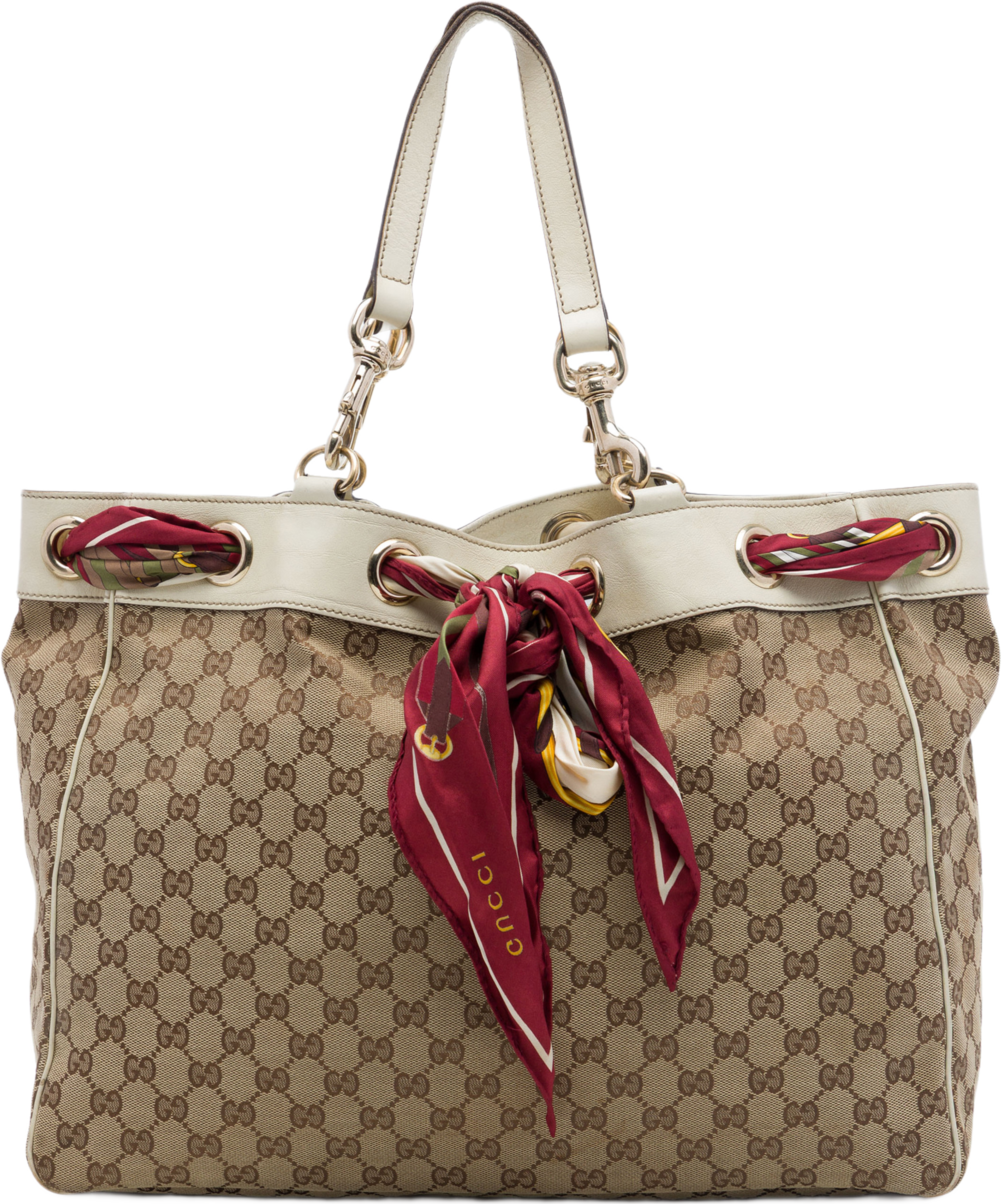 Gucci Large Gg Canvas Positano Tote, från Luxclusif, i färgen beige. Klicka för att öppna bilden i stort format