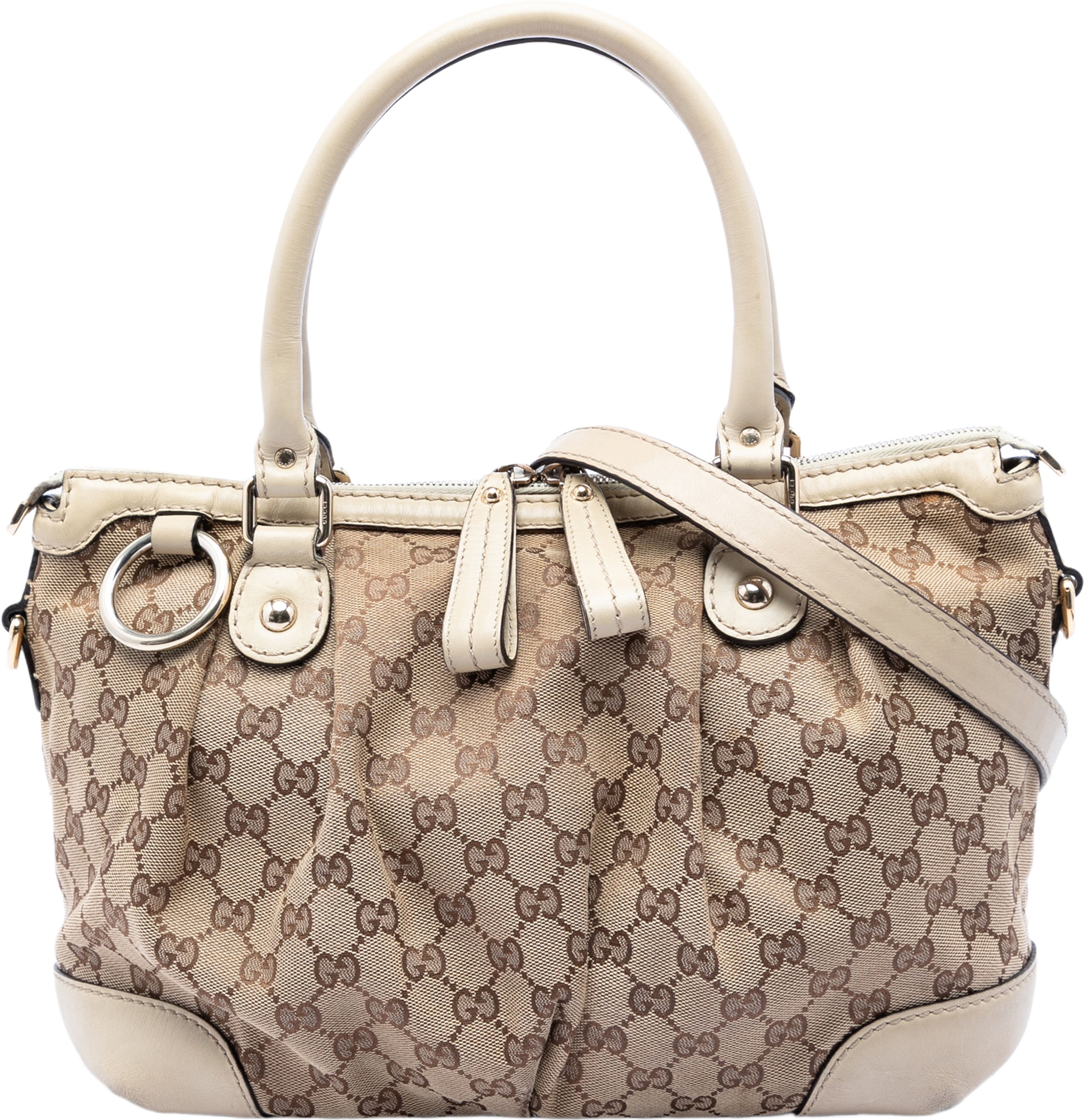 Gucci Gg Canvas Sukey Satchel, från Luxclusif, i färgen beige. Klicka för att öppna bilden i stort format