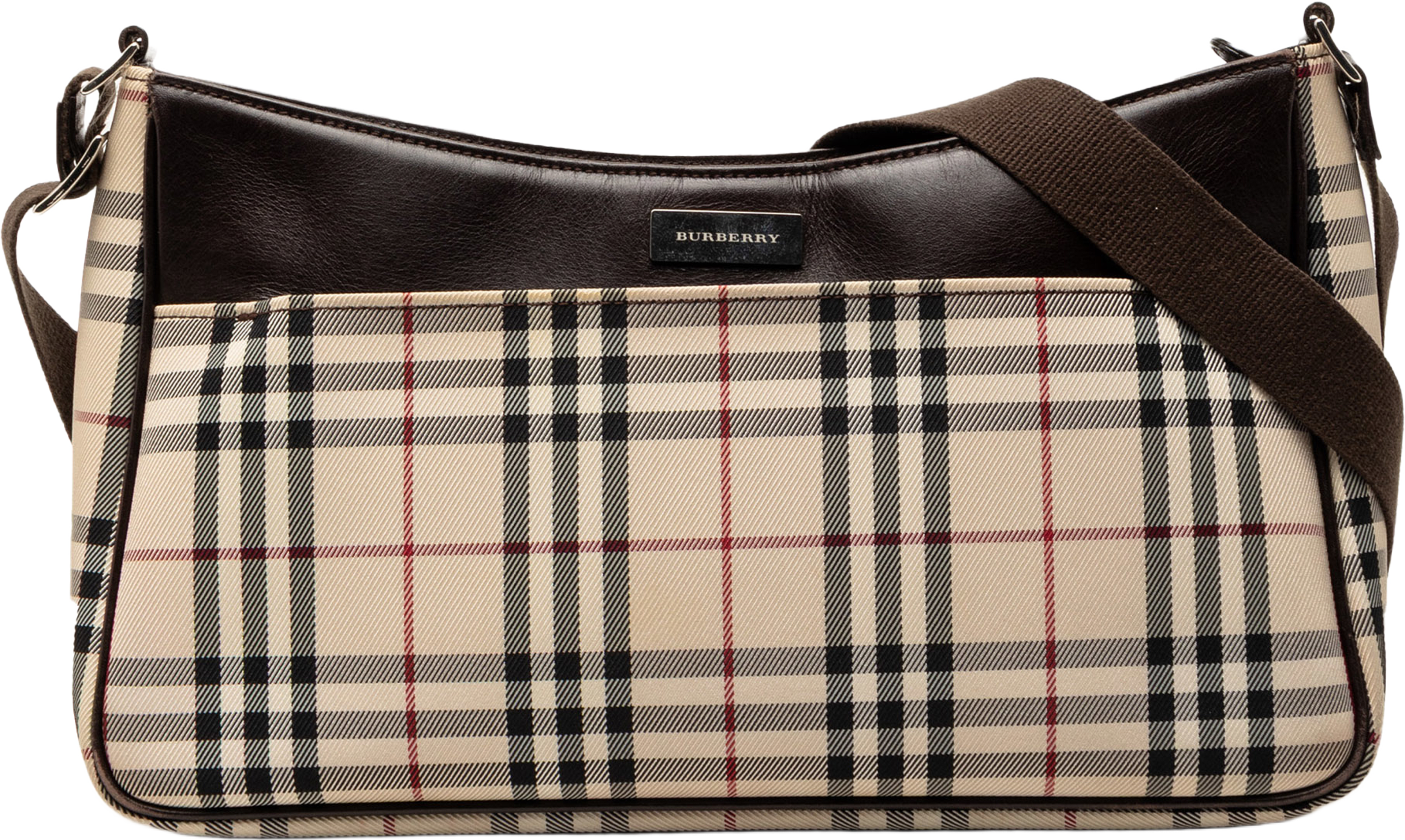 Burberry House Check Canvas Crossbody, från Luxclusif, i färgen beige. Klicka för att öppna bilden i stort format