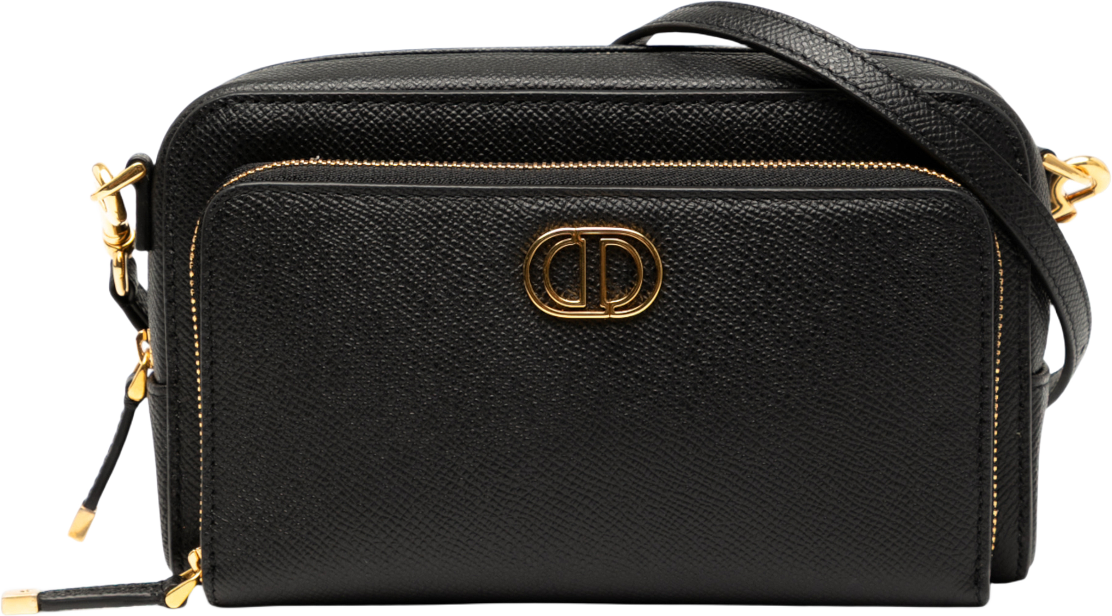 Dior Grained Calfskin Caro Double Pouch, från Luxclusif, i färgen black. Klicka för att öppna bilden i stort format