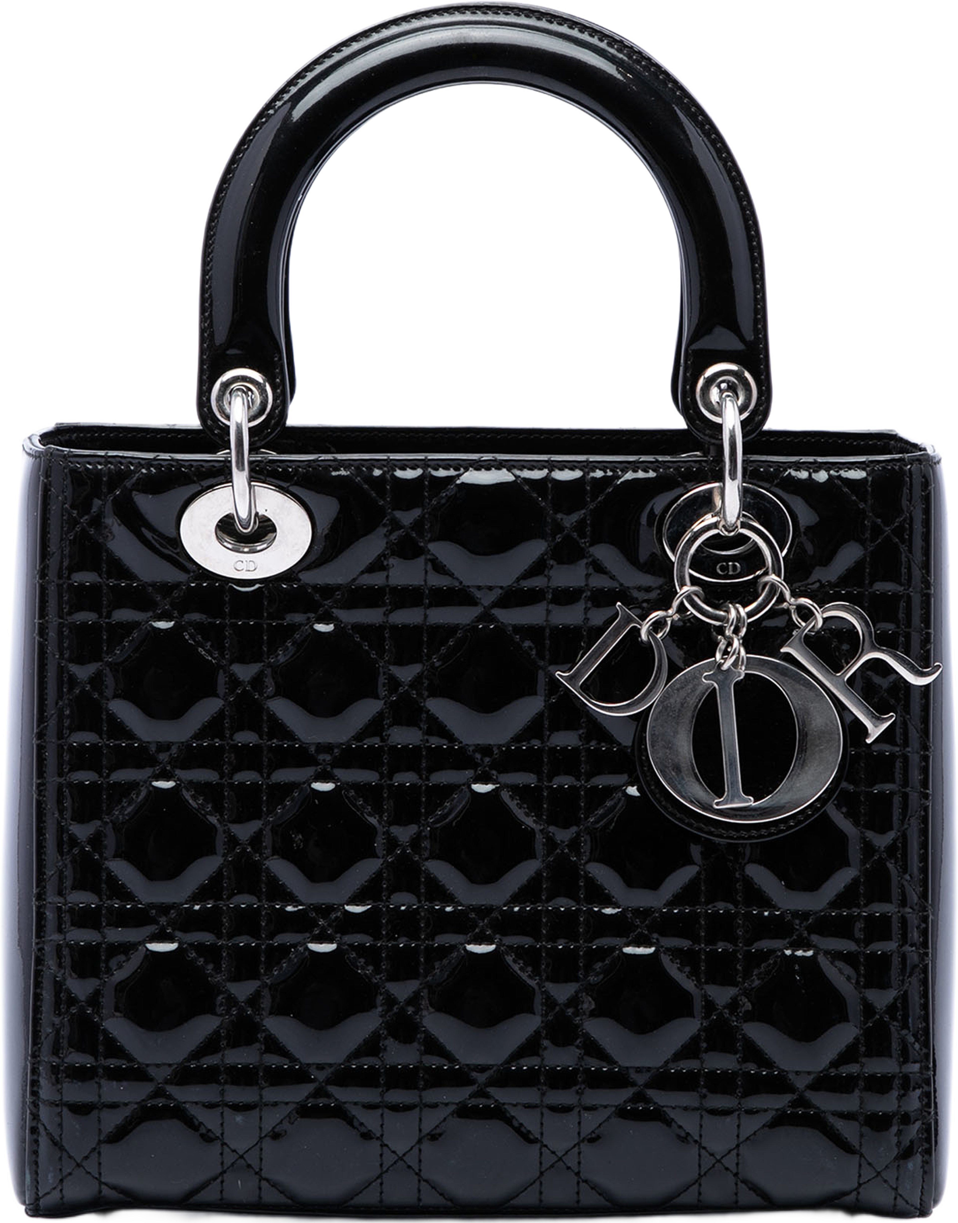 Dior Medium Patent Cannage Lady Dior, från Luxclusif, i färgen svart. Klicka för att öppna bilden i stort format