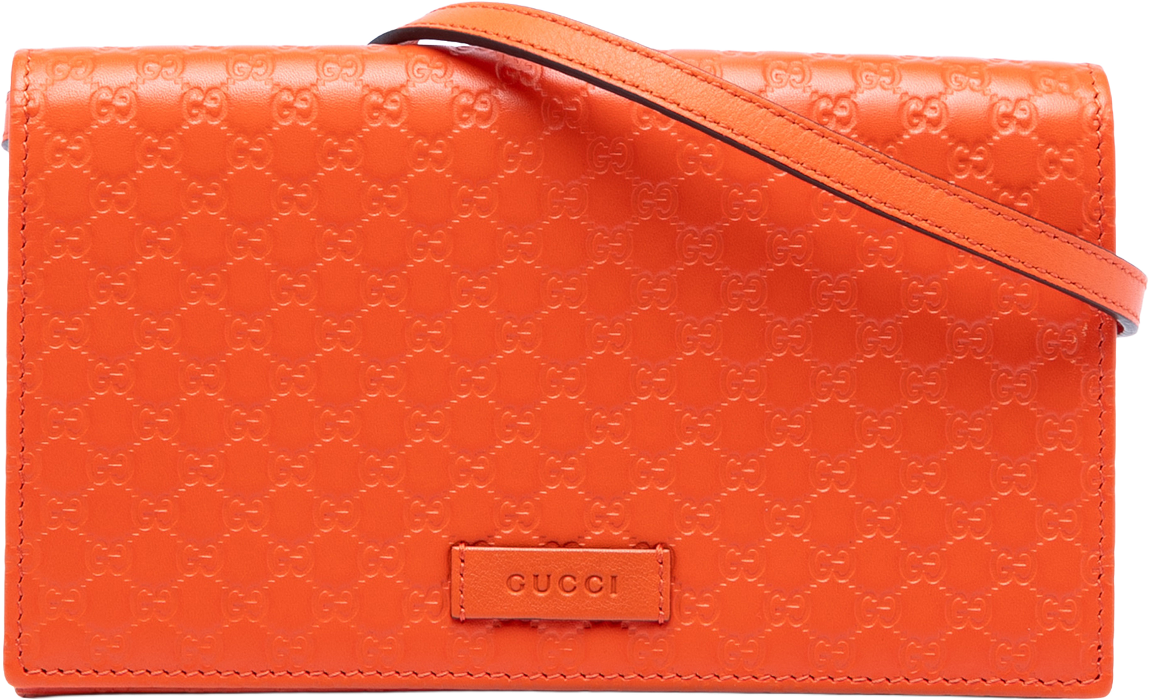 Gucci Microguccissima Wallet On Strap, från Luxclusif, i färgen orange. Klicka för att öppna bilden i stort format