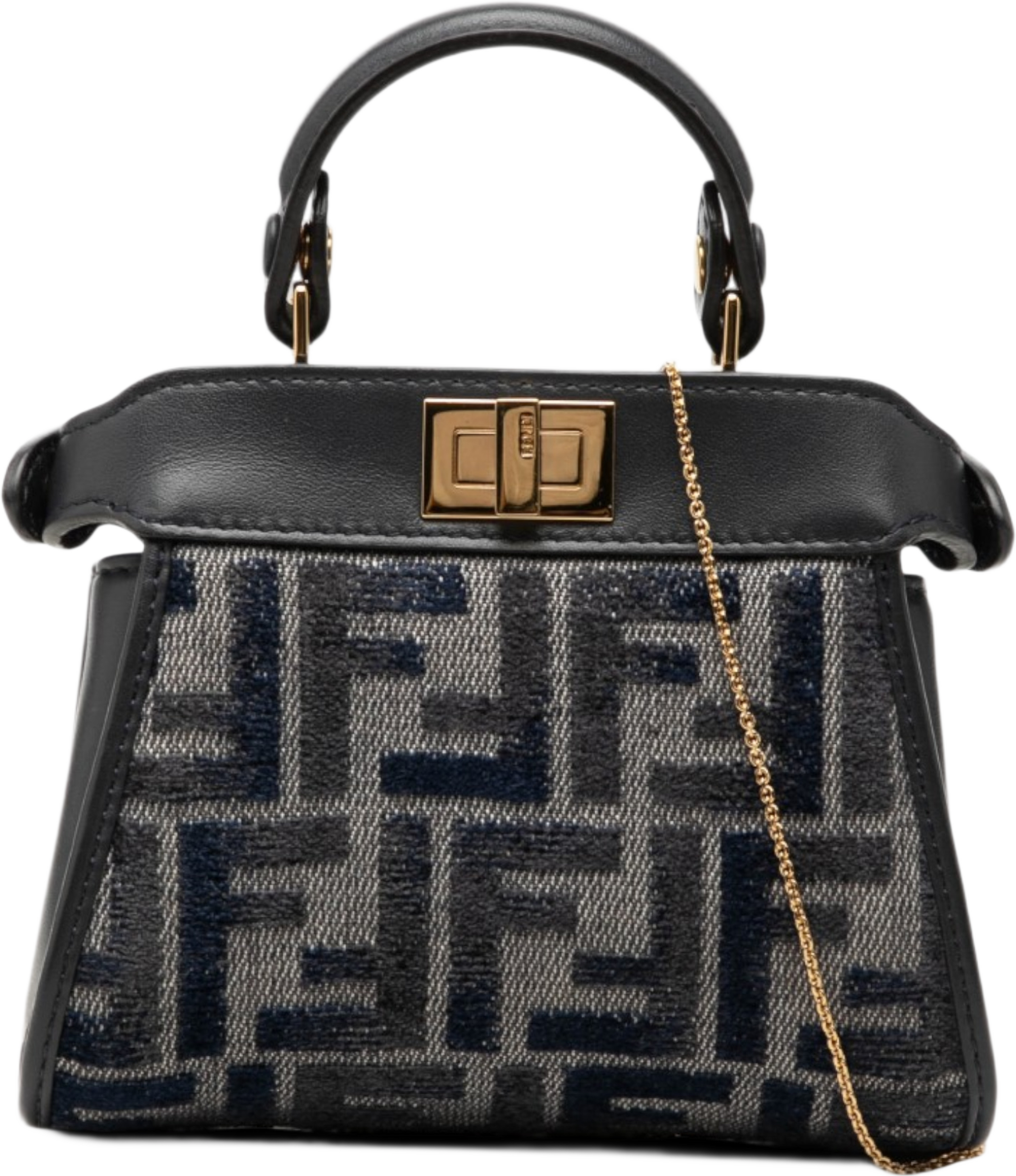 Fendi Nano Zucca Chenille Peekaboo Satchel, från Luxclusif, i färgen grå. Klicka för att öppna bilden i stort format