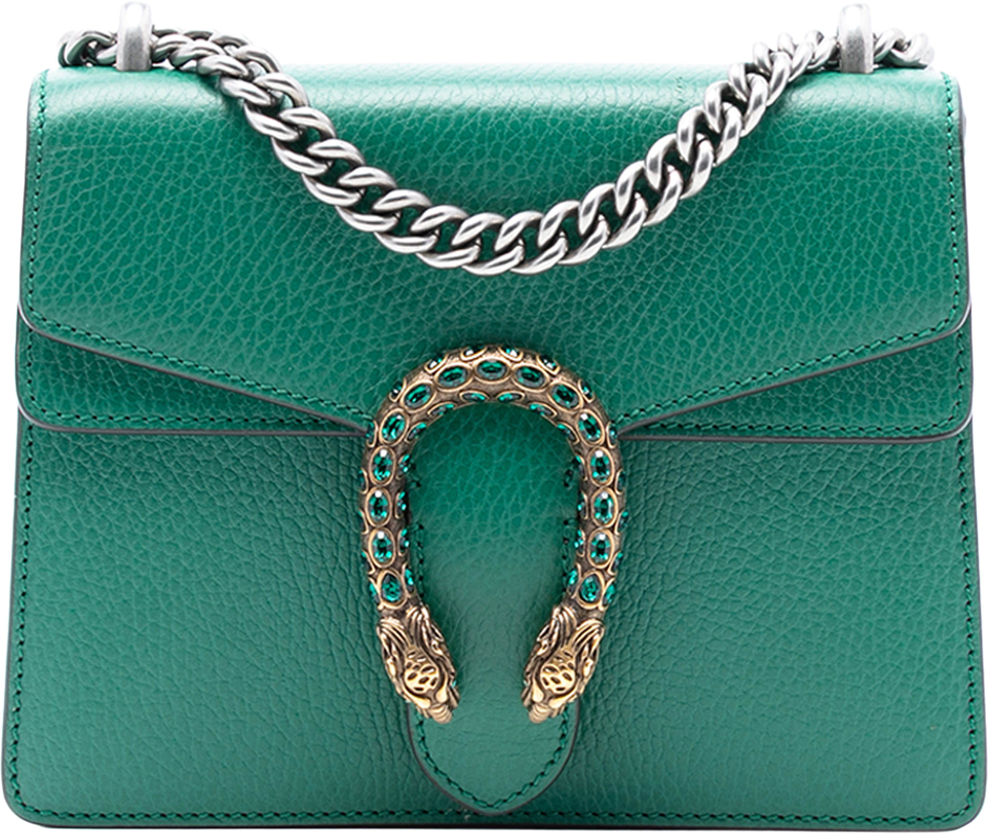 Gucci Small Leather Dionysus Crossbody, från Luxclusif, i färgen green. Klicka för att öppna bilden i stort format