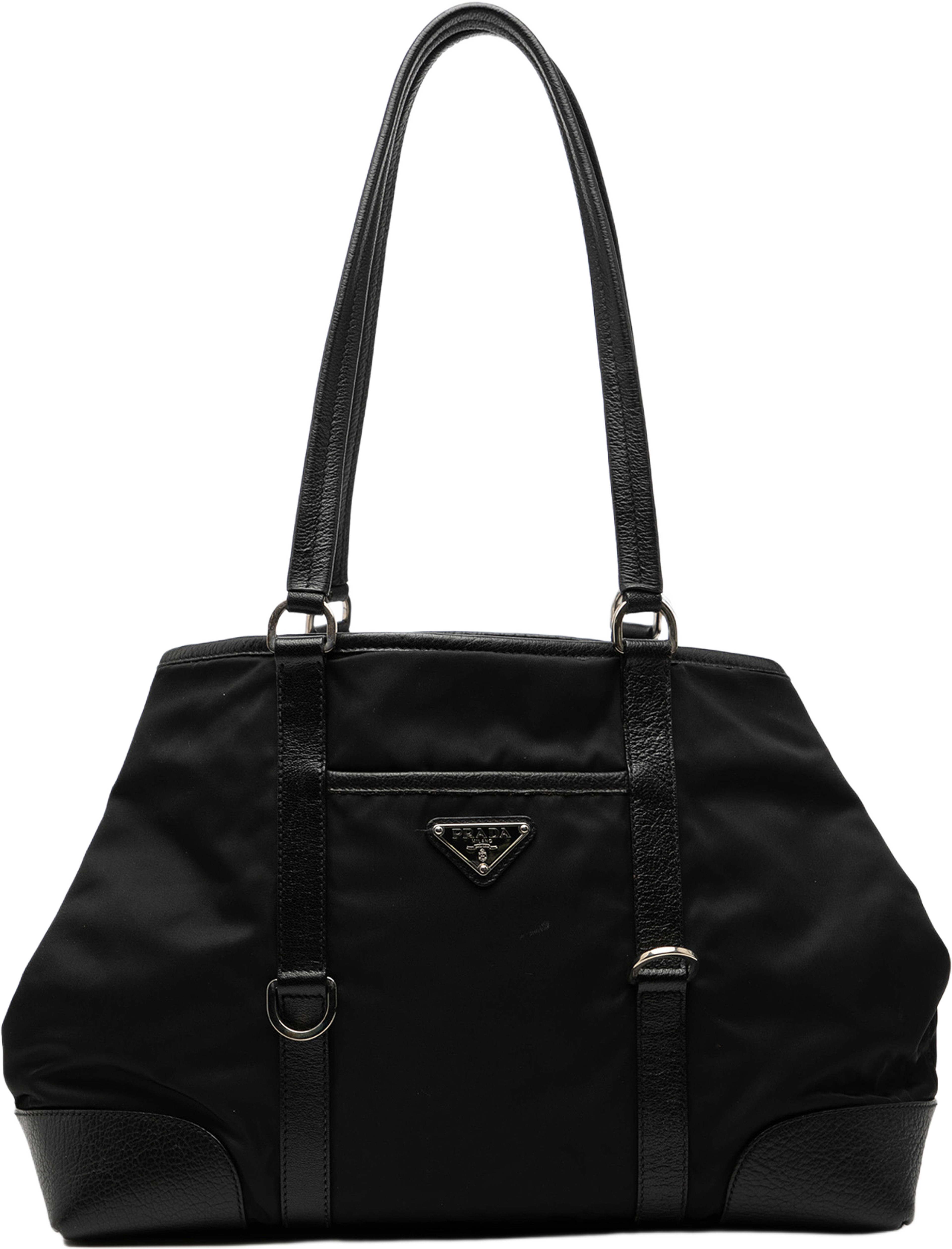 Prada Leather Trimmed Tessuto Tote, från Luxclusif, i färgen black. Klicka för att öppna bilden i stort format