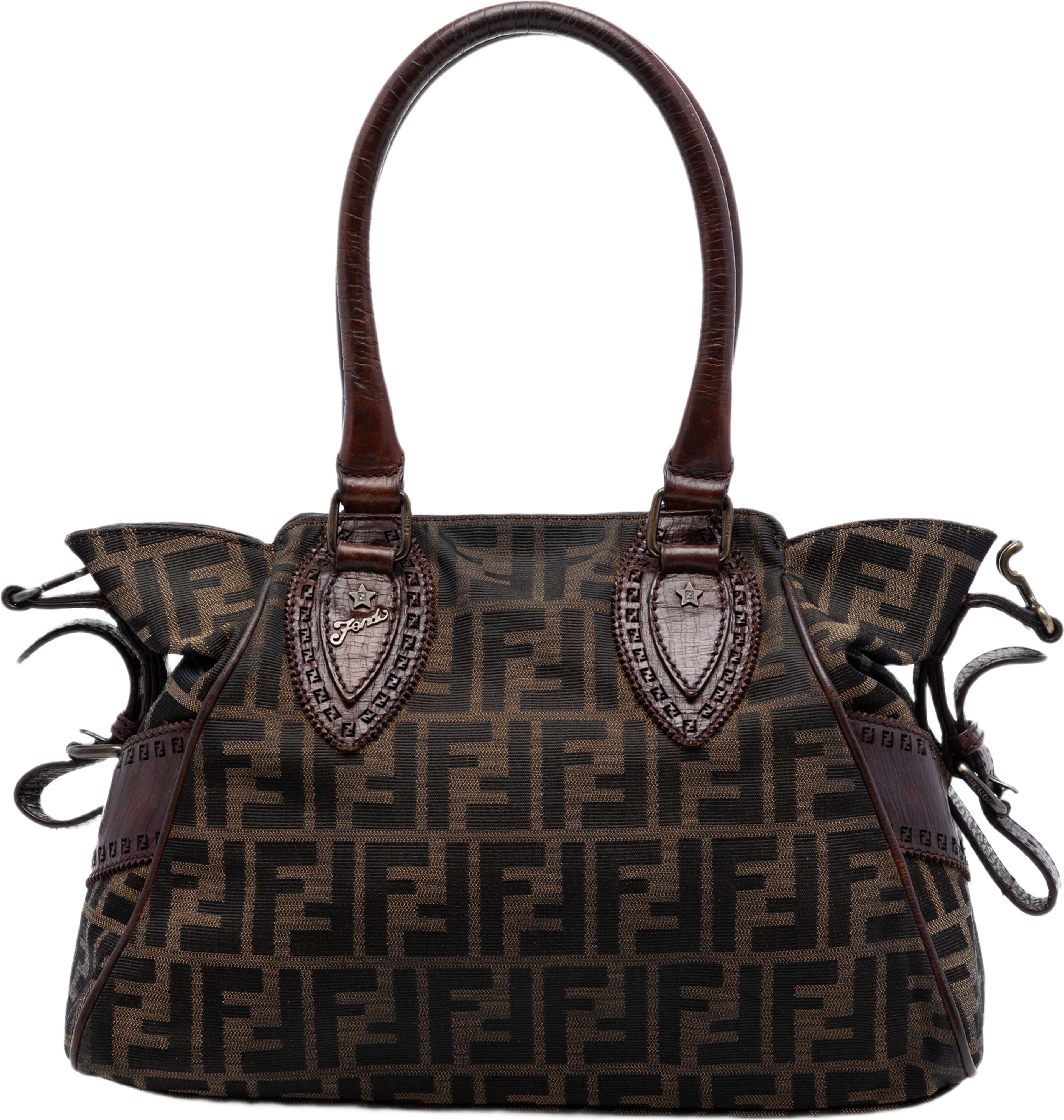 Fendi Zucca Canvas Etniko Handbag, från Luxclusif, i färgen brown. Klicka för att öppna bilden i stort format