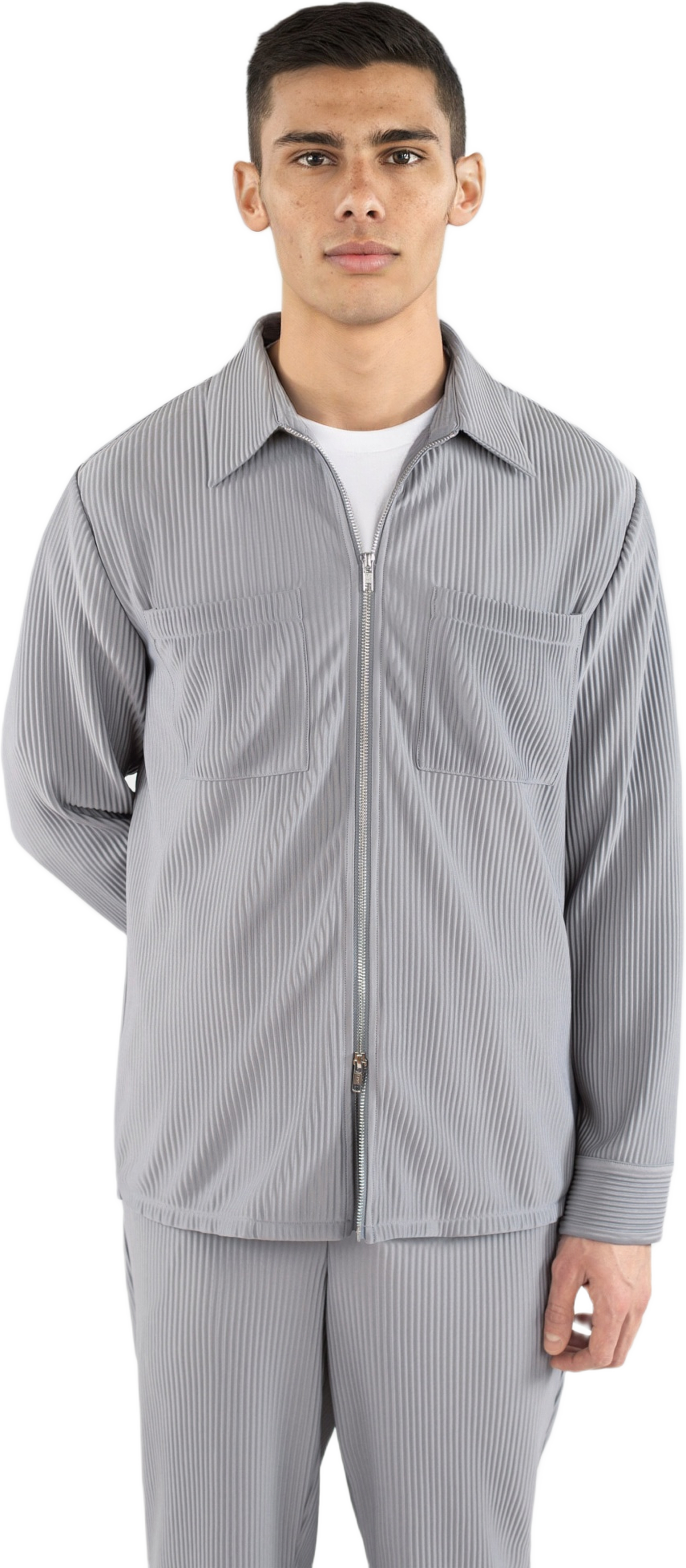 Mateo Plisse Overshirt - Grå
